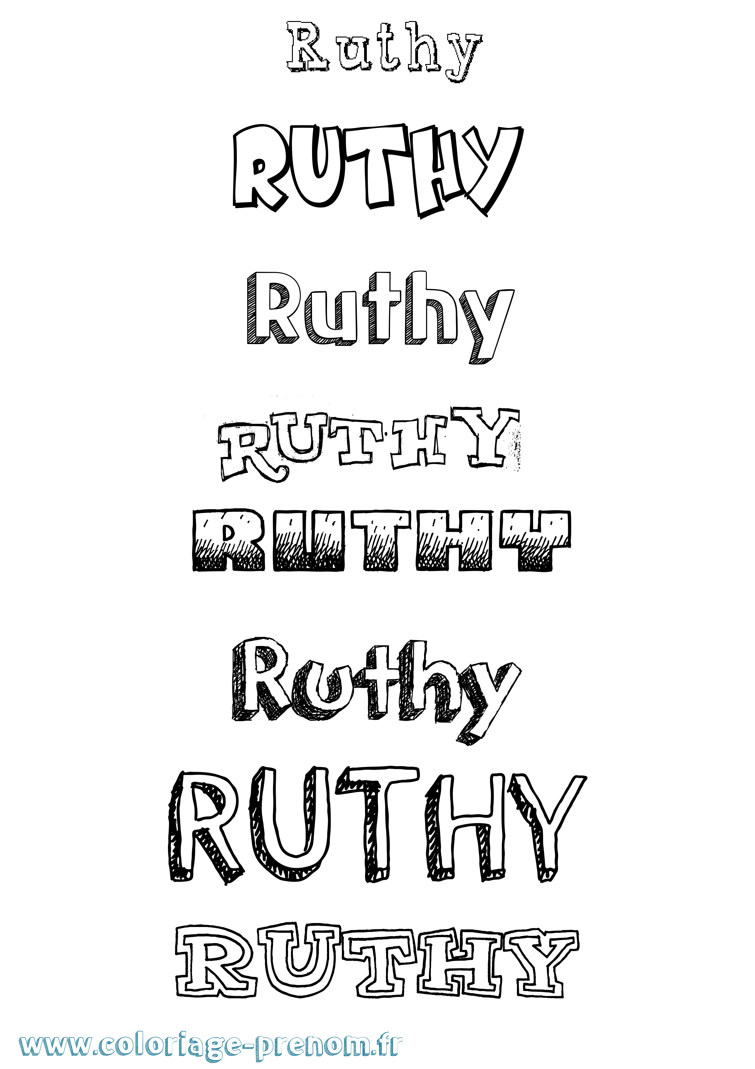 Coloriage Ruthy Dessiné Coloriage prénom Ruthy Dessiné