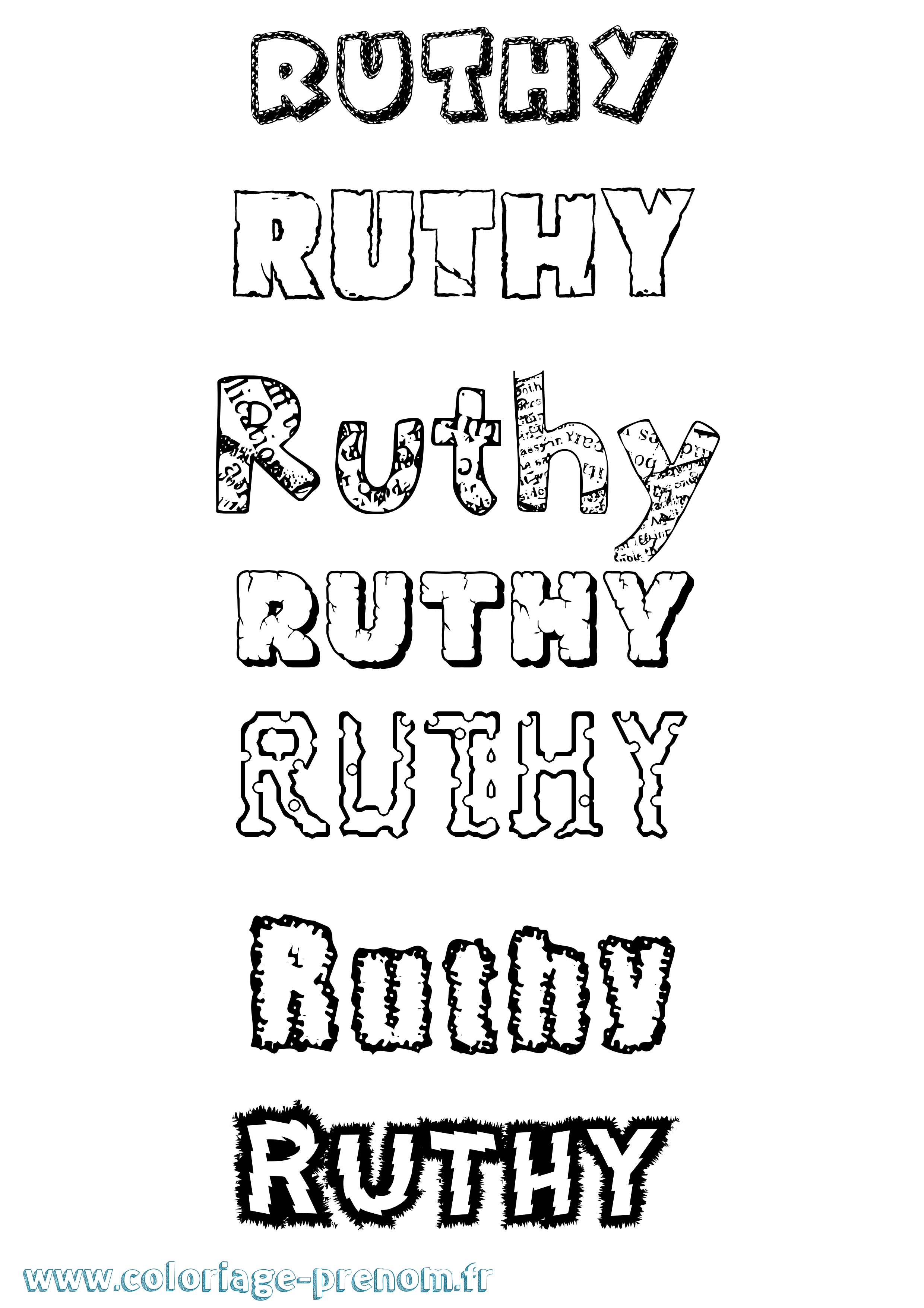 Coloriage Ruthy Destructuré Coloriage prénom Ruthy Destructuré
