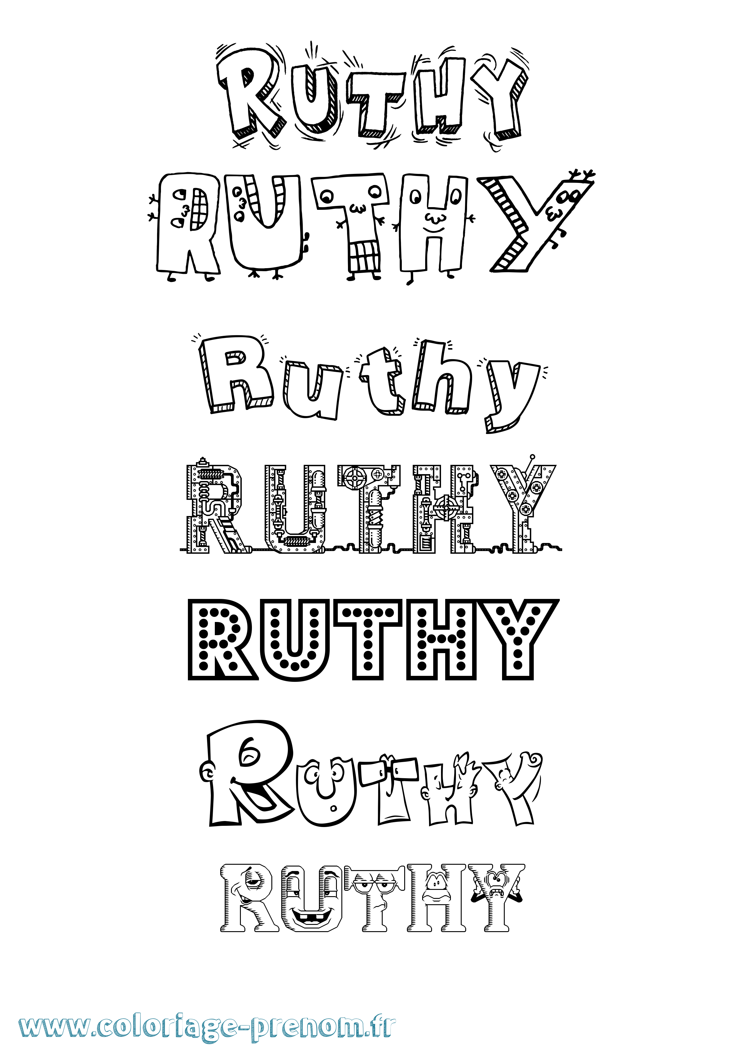 Coloriage Ruthy Fun Coloriage prénom Ruthy Fun