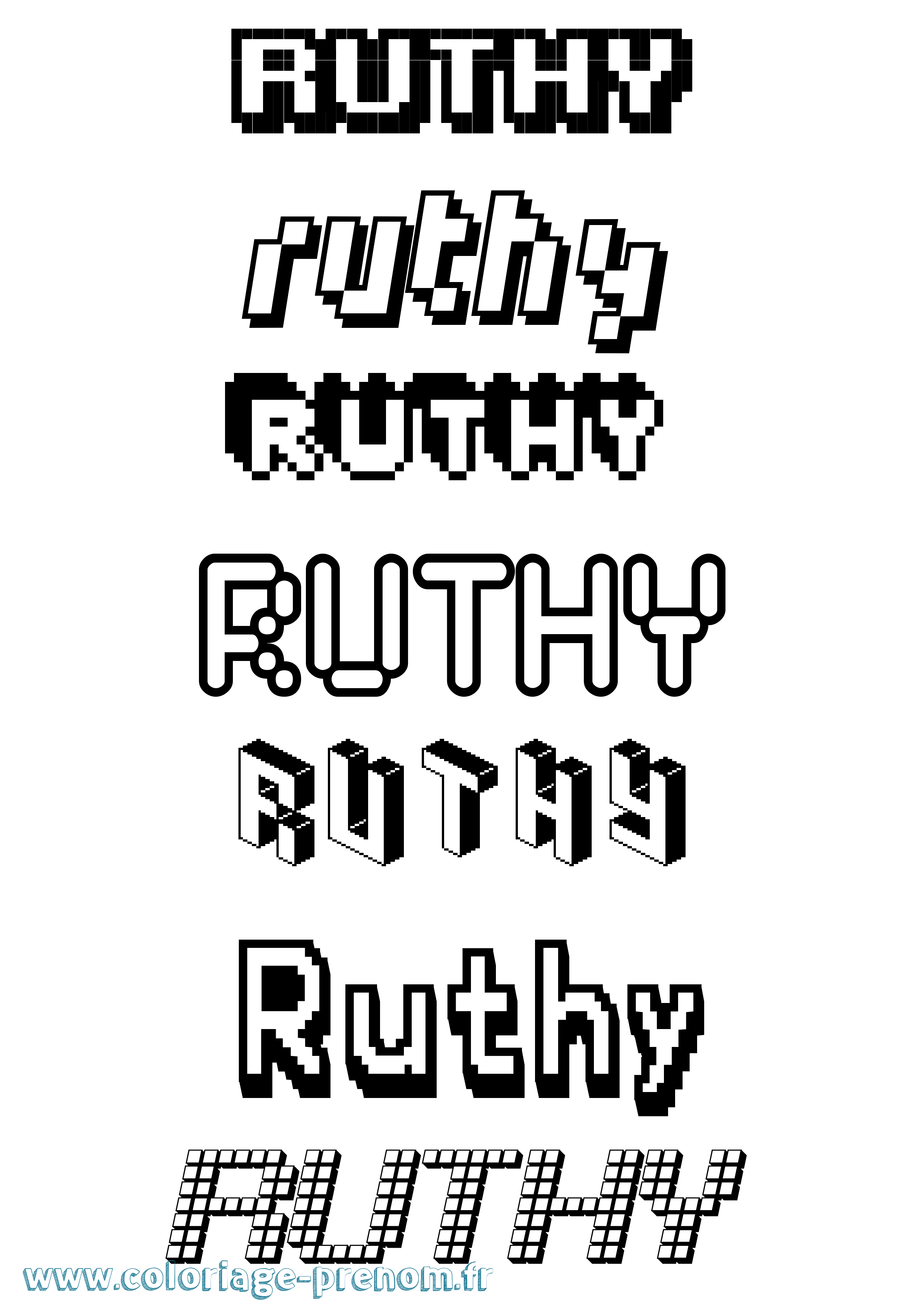 Coloriage Ruthy Pixel Coloriage prénom Ruthy Pixel