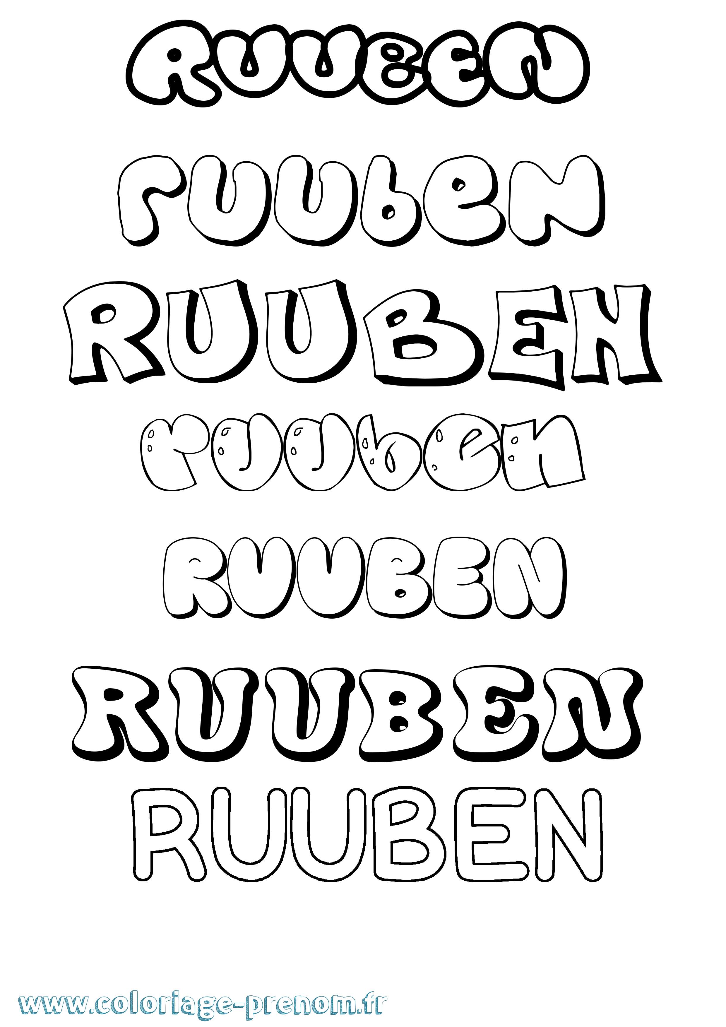 Coloriage Ruuben Bubble Coloriage prénom Ruuben Bubble