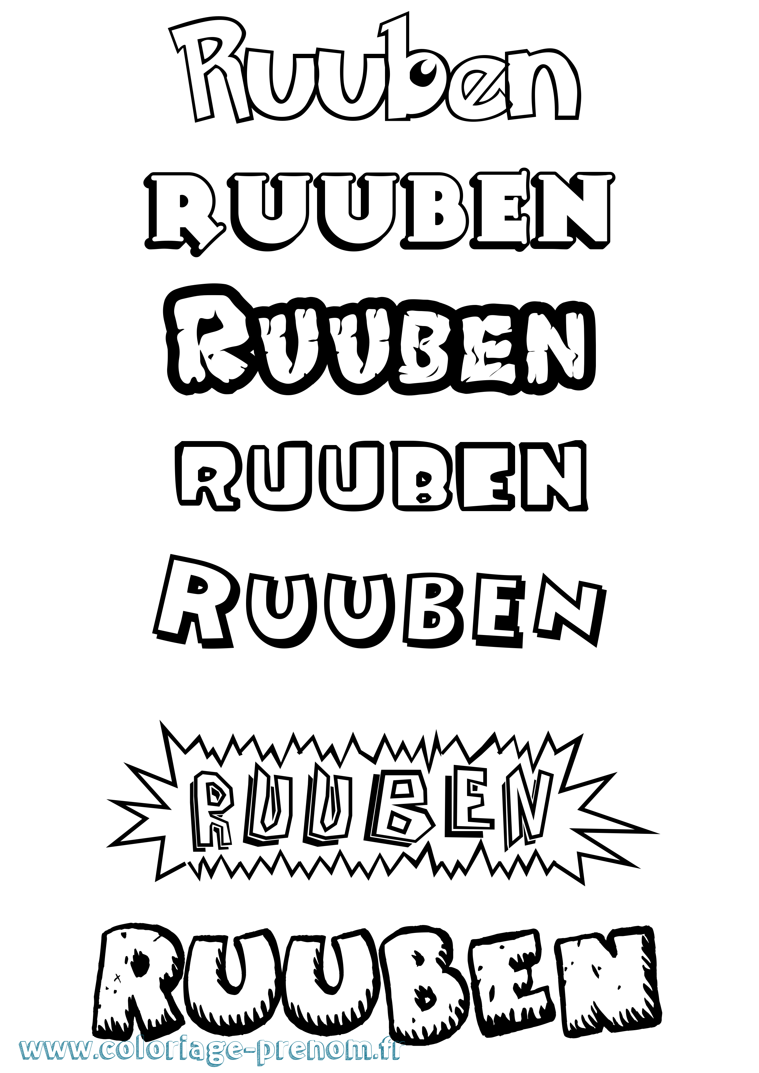 Coloriage Ruuben Dessin Animé Coloriage prénom Ruuben Dessin Animé