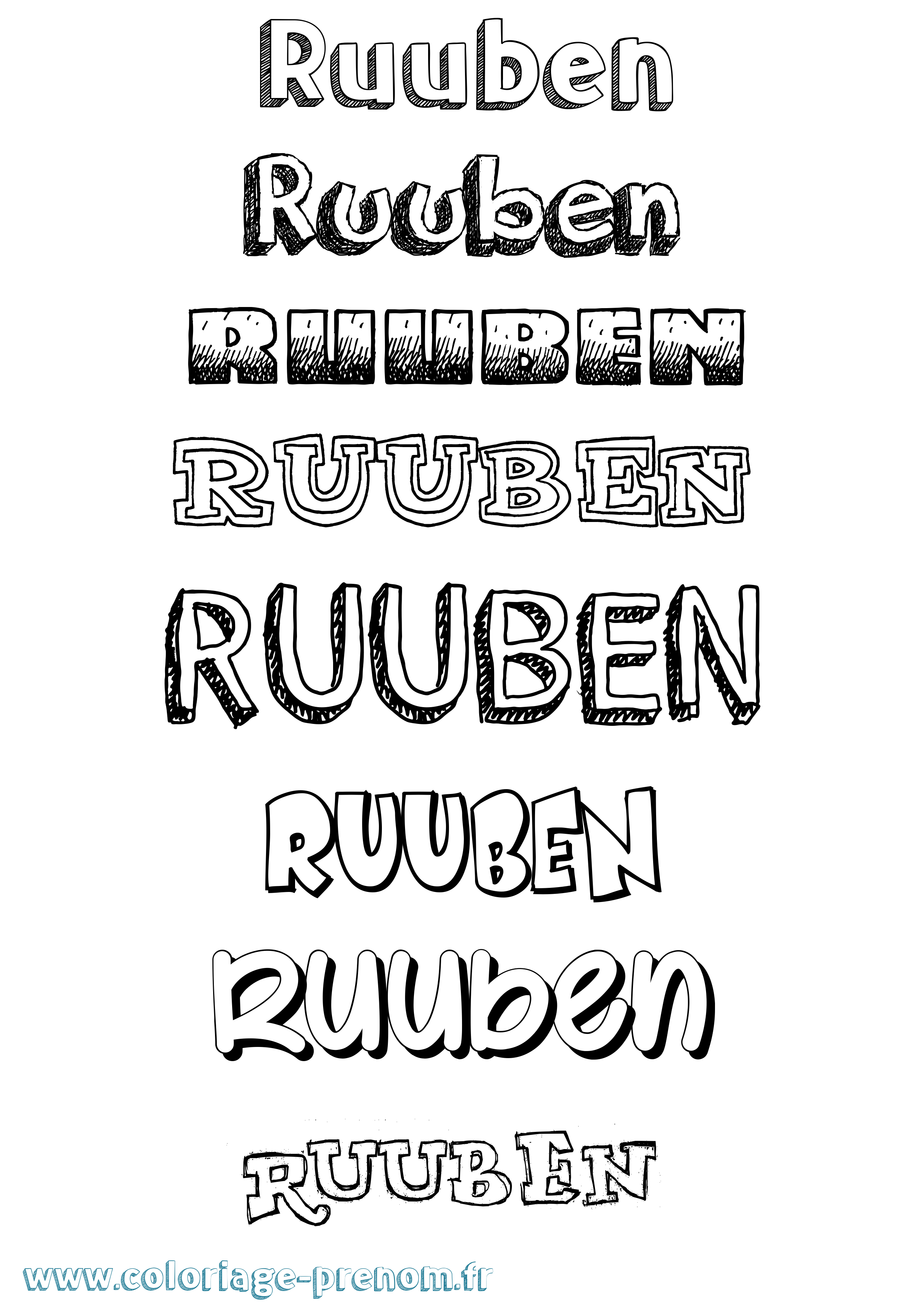 Coloriage Ruuben Dessiné Coloriage prénom Ruuben Dessiné