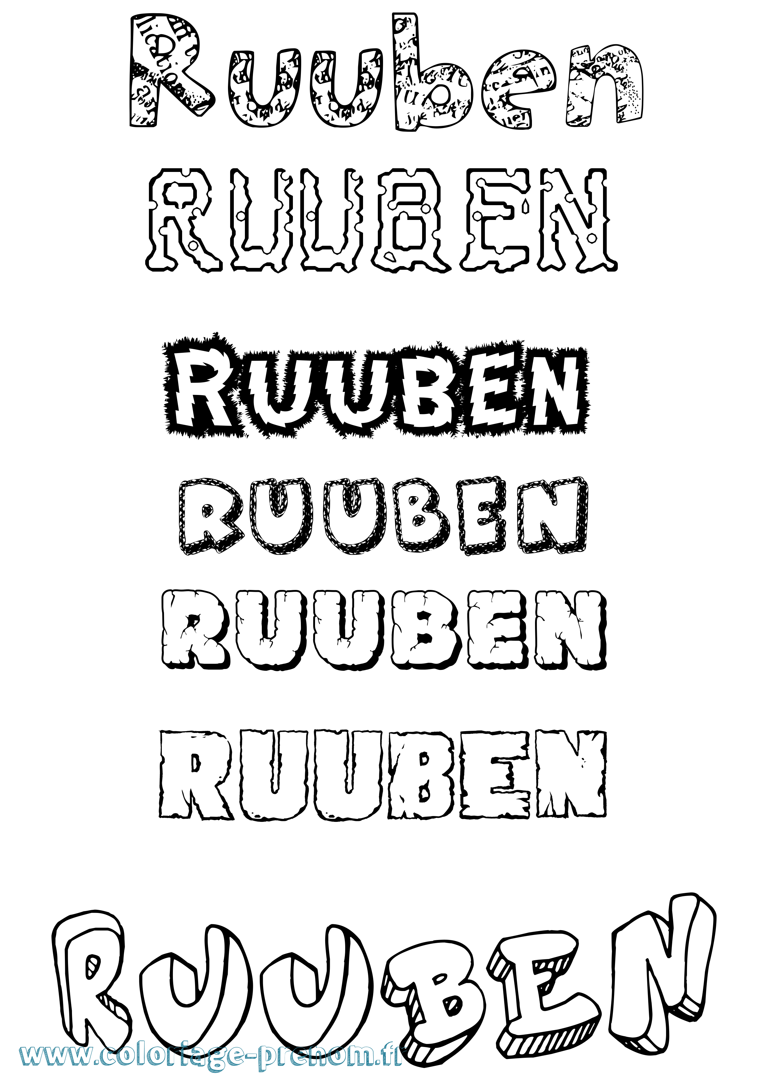 Coloriage Ruuben Destructuré Coloriage prénom Ruuben Destructuré