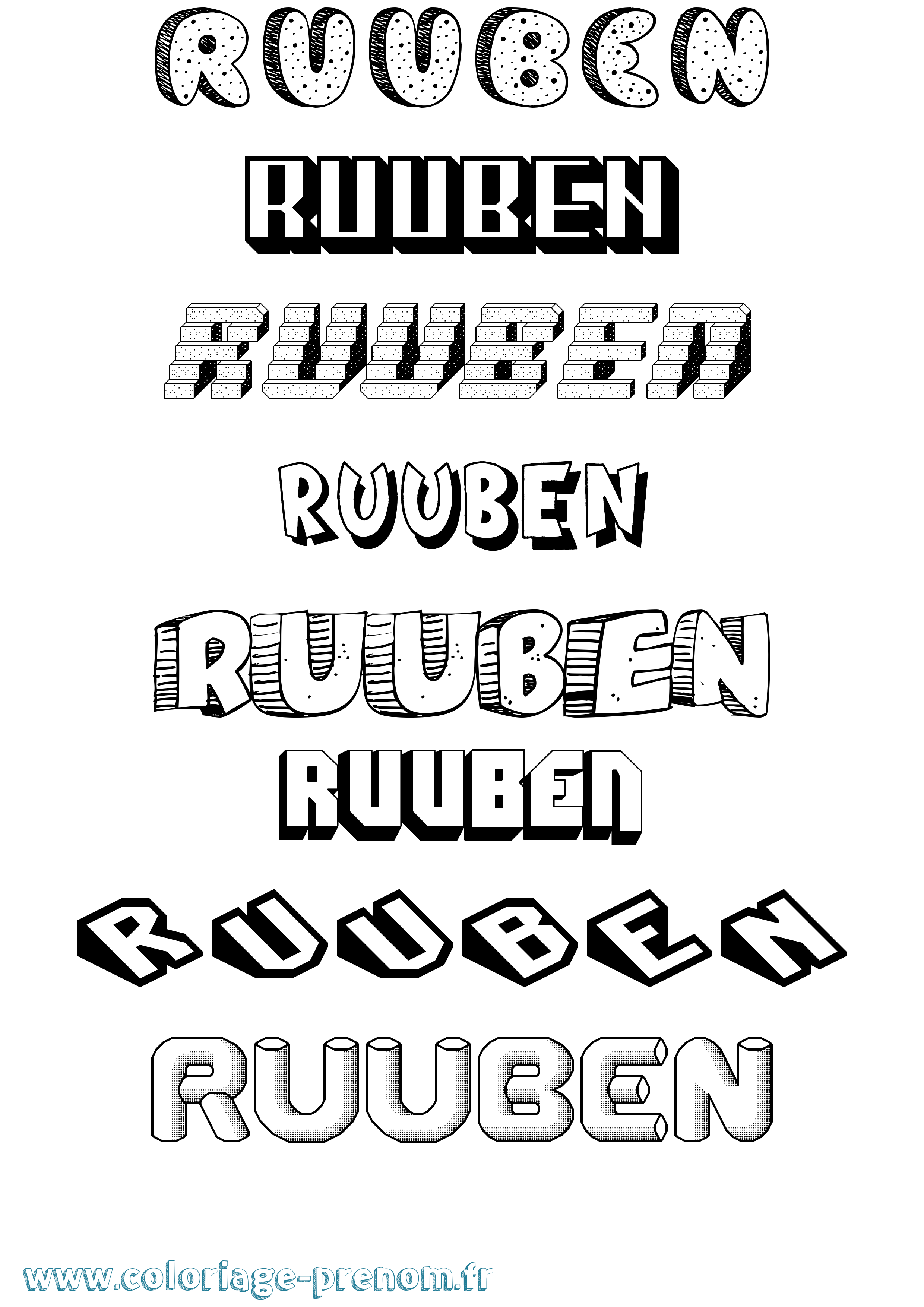 Coloriage Ruuben Effet 3D Coloriage prénom Ruuben Effet 3D