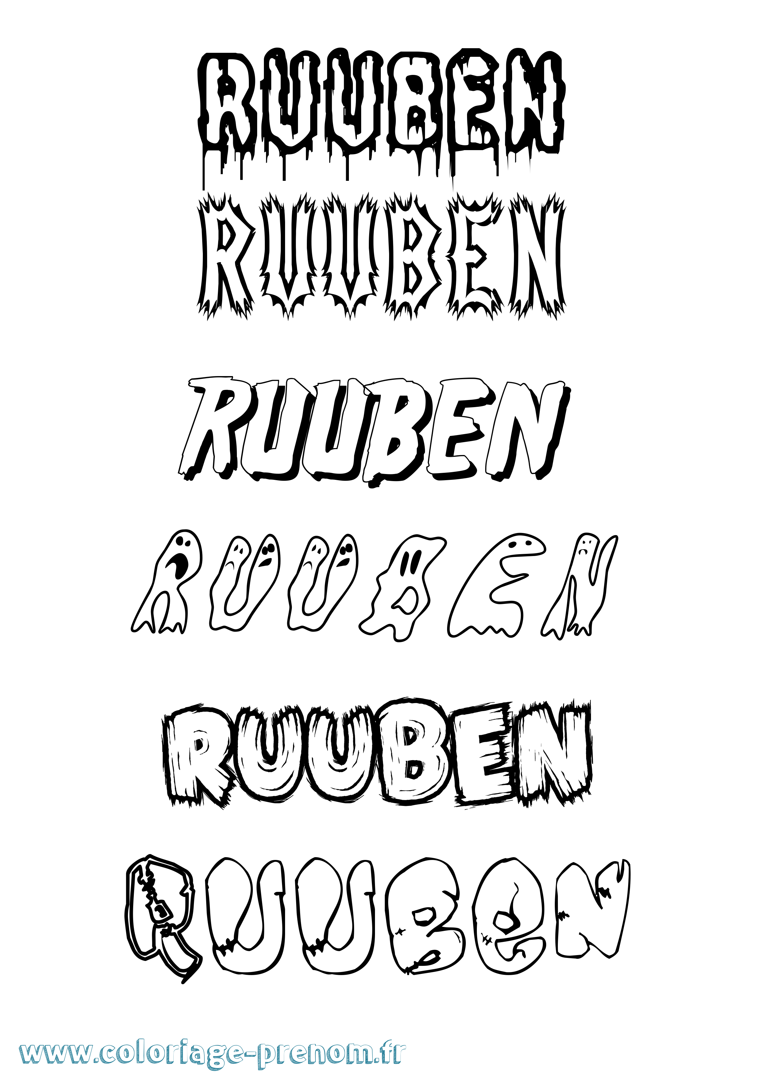 Coloriage Ruuben Frisson Coloriage prénom Ruuben Frisson