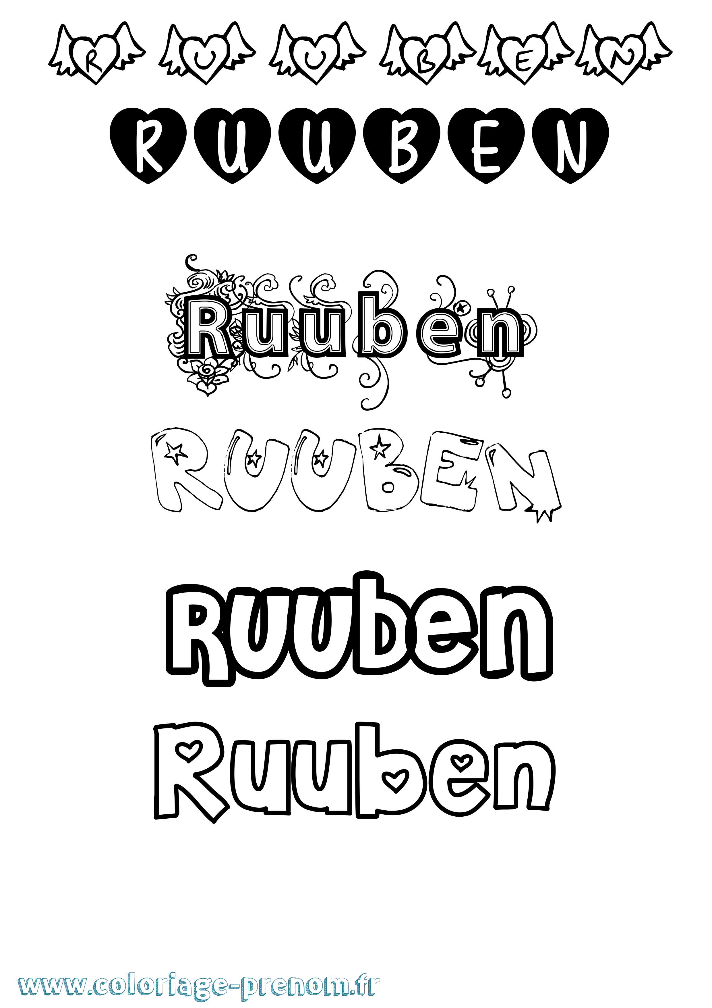 Coloriage Ruuben Girly Coloriage prénom Ruuben Girly