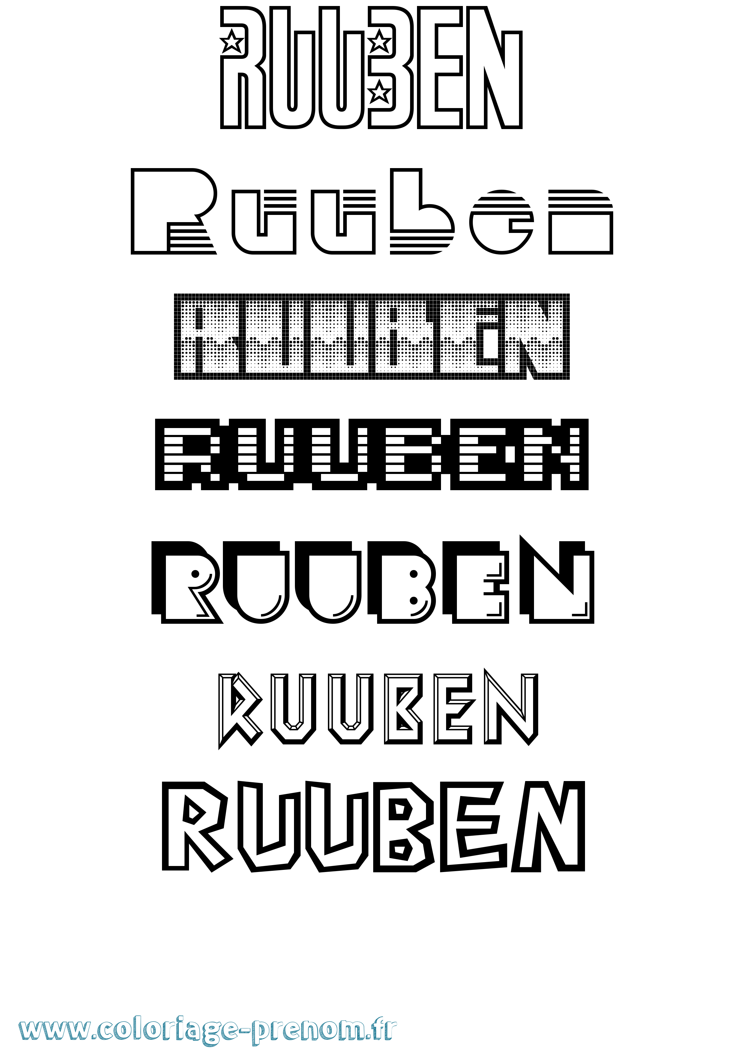 Coloriage Ruuben Jeux Vidéos Coloriage prénom Ruuben Jeux Vidéos