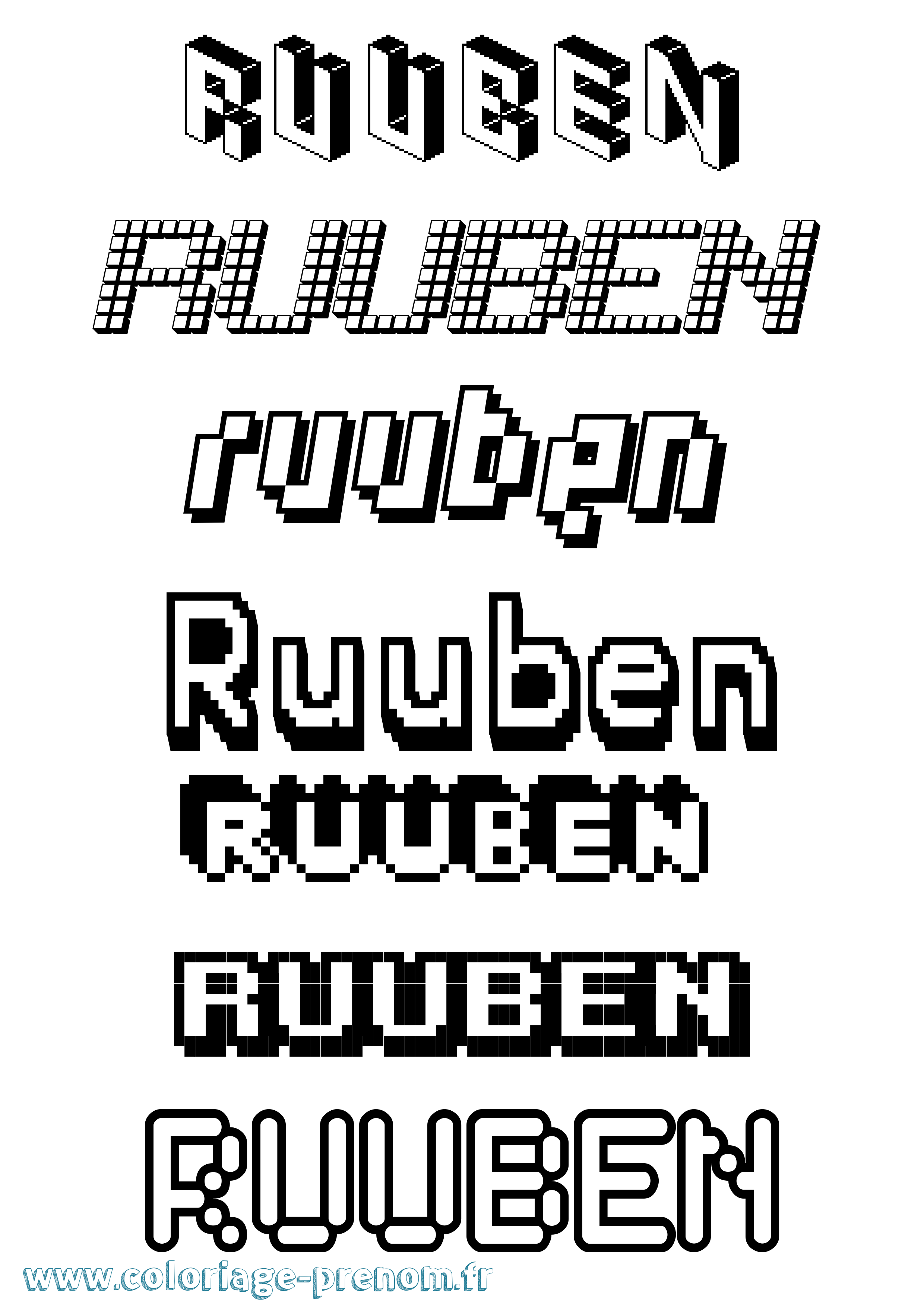 Coloriage Ruuben Pixel Coloriage prénom Ruuben Pixel