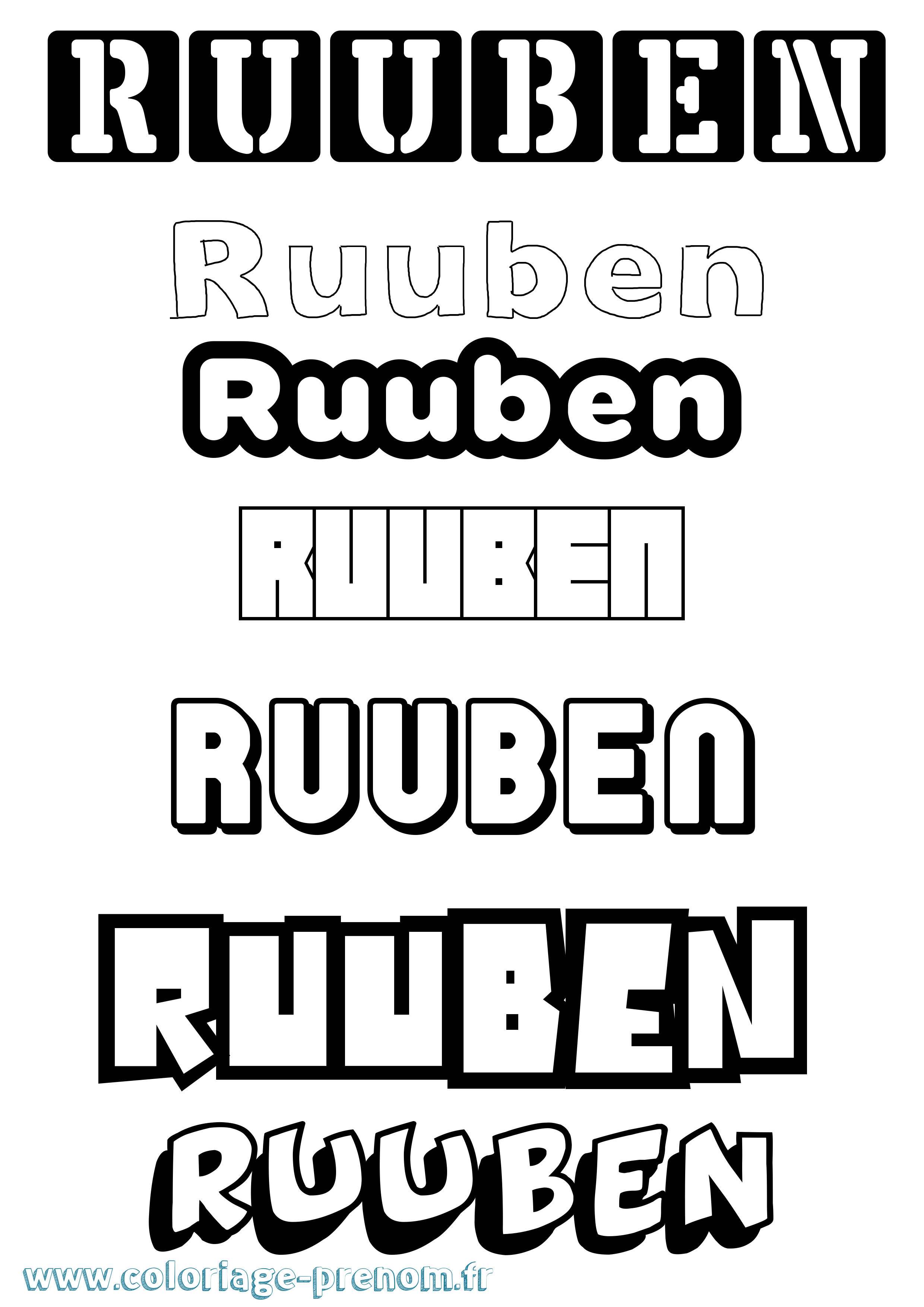 Coloriage Ruuben Simple Coloriage prénom Ruuben Simple