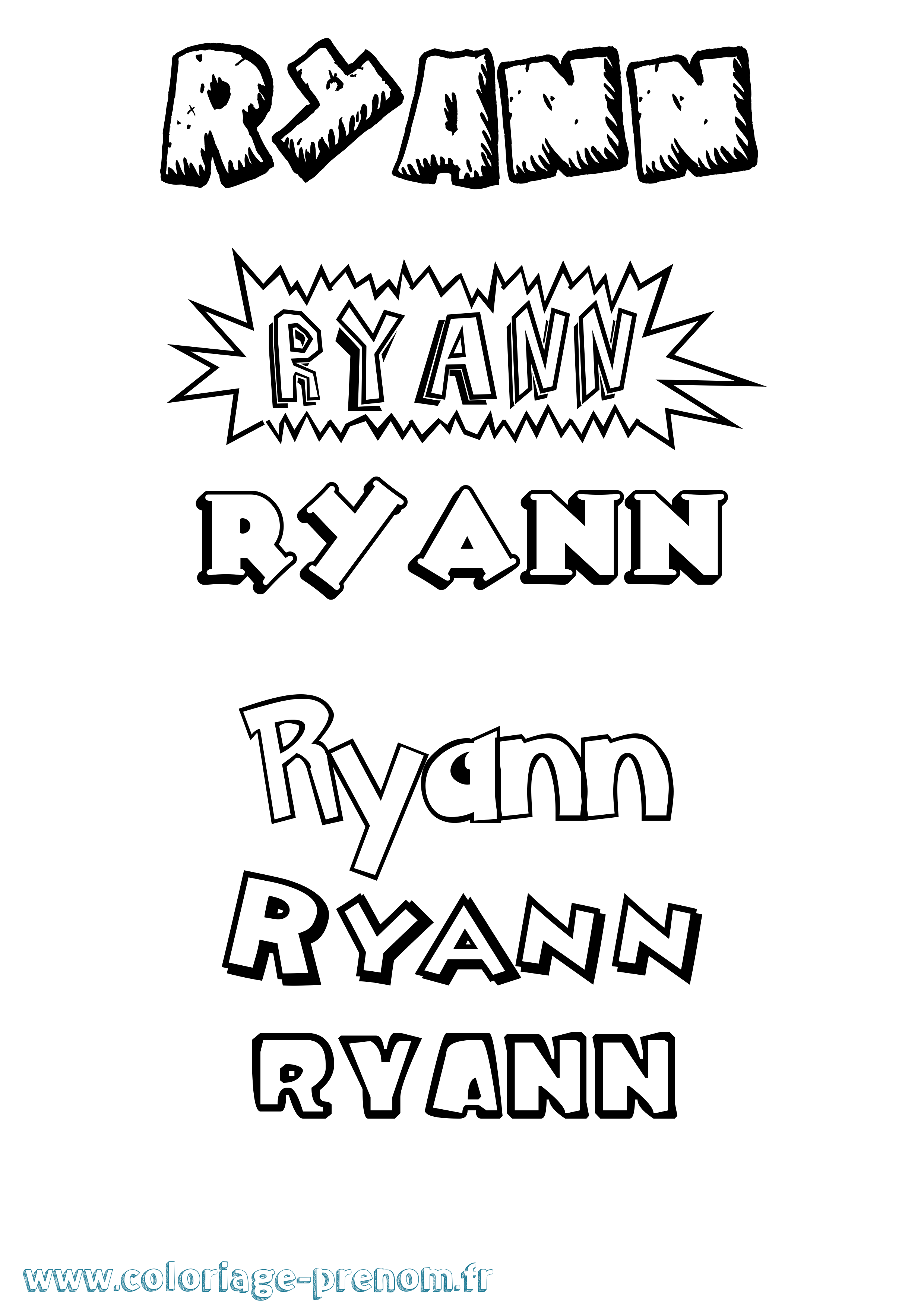 Coloriage Ryann Dessin Animé Coloriage prénom Ryann Dessin Animé
