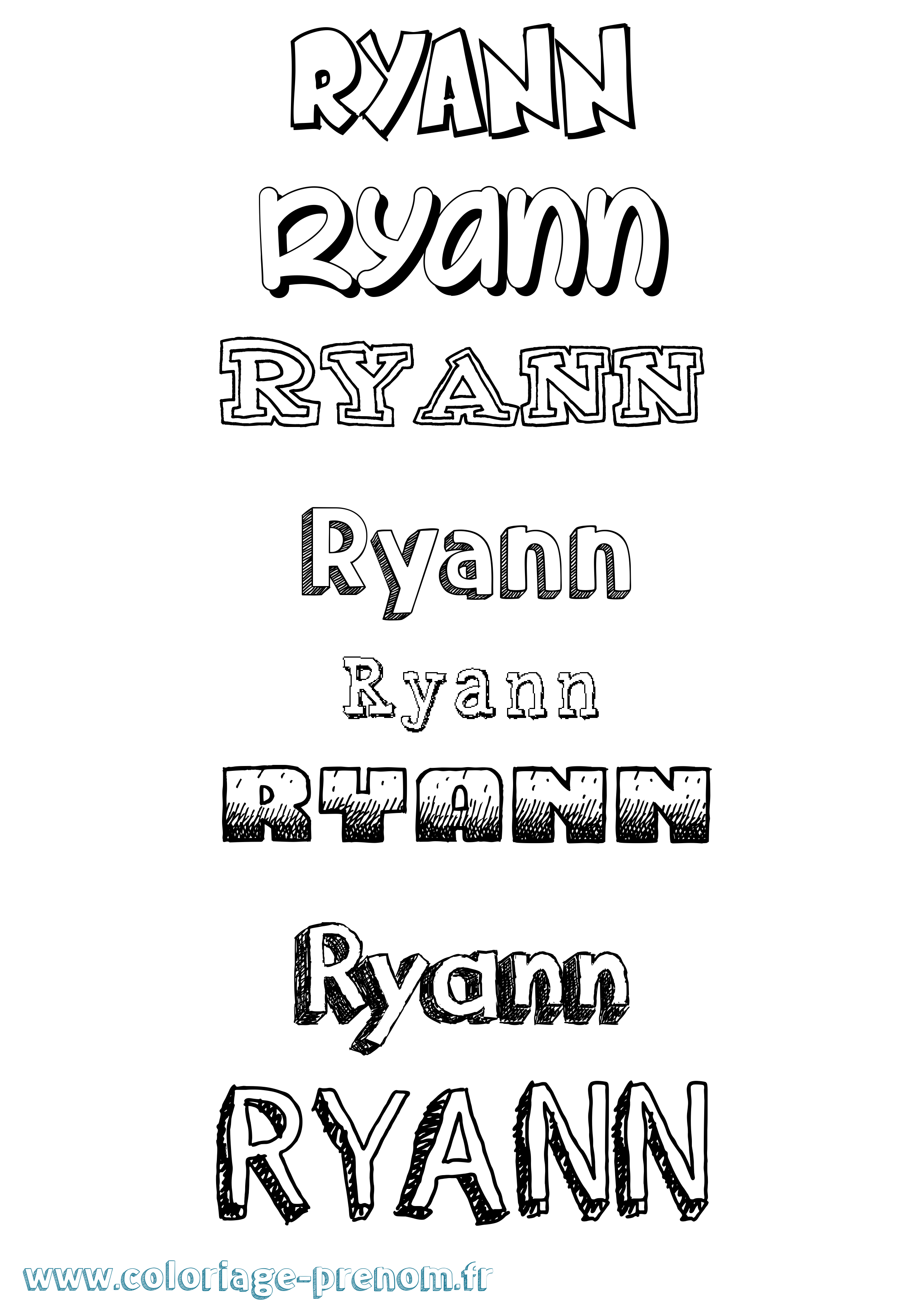Coloriage Ryann Dessiné Coloriage prénom Ryann Dessiné