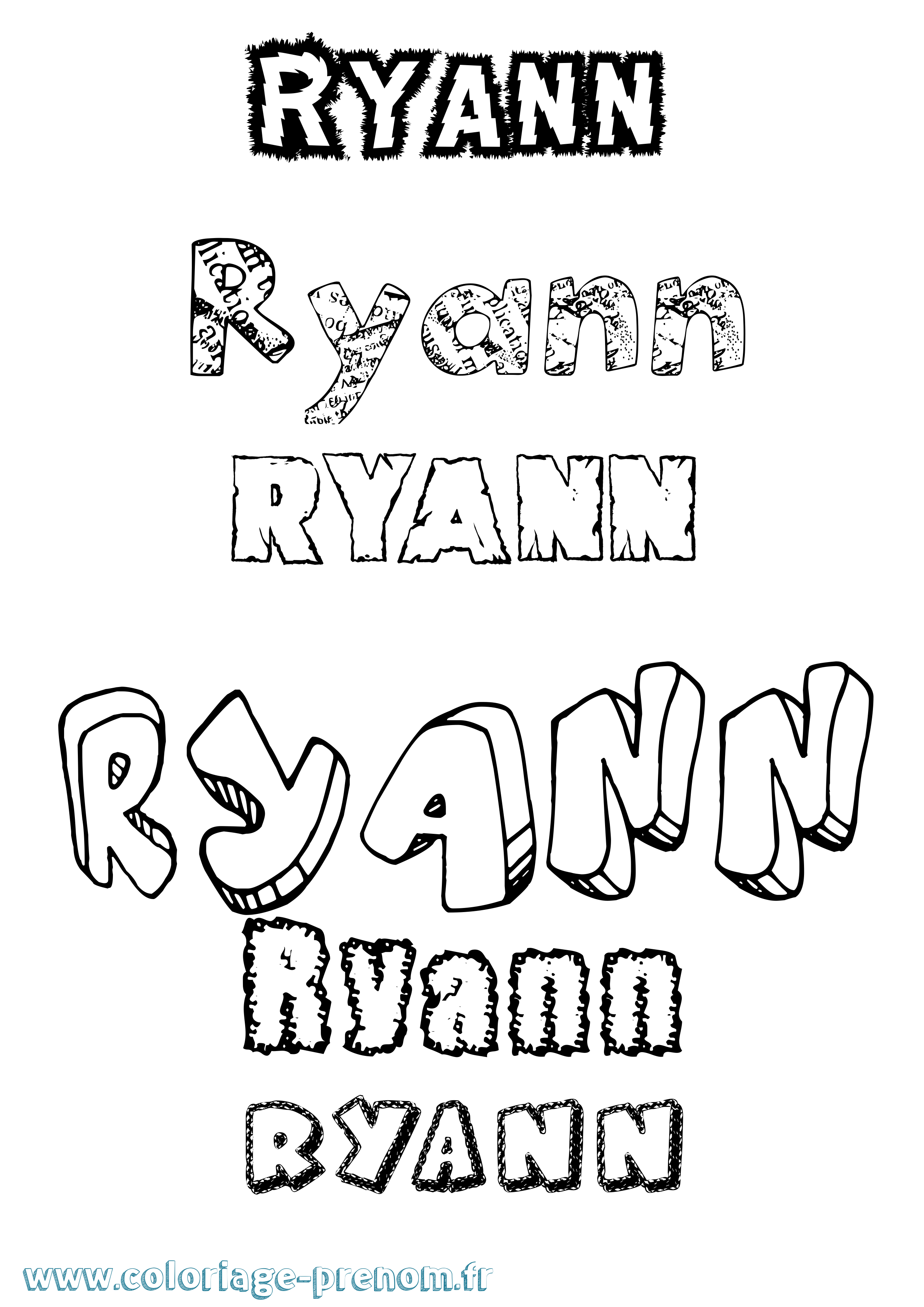 Coloriage Ryann Destructuré Coloriage prénom Ryann Destructuré