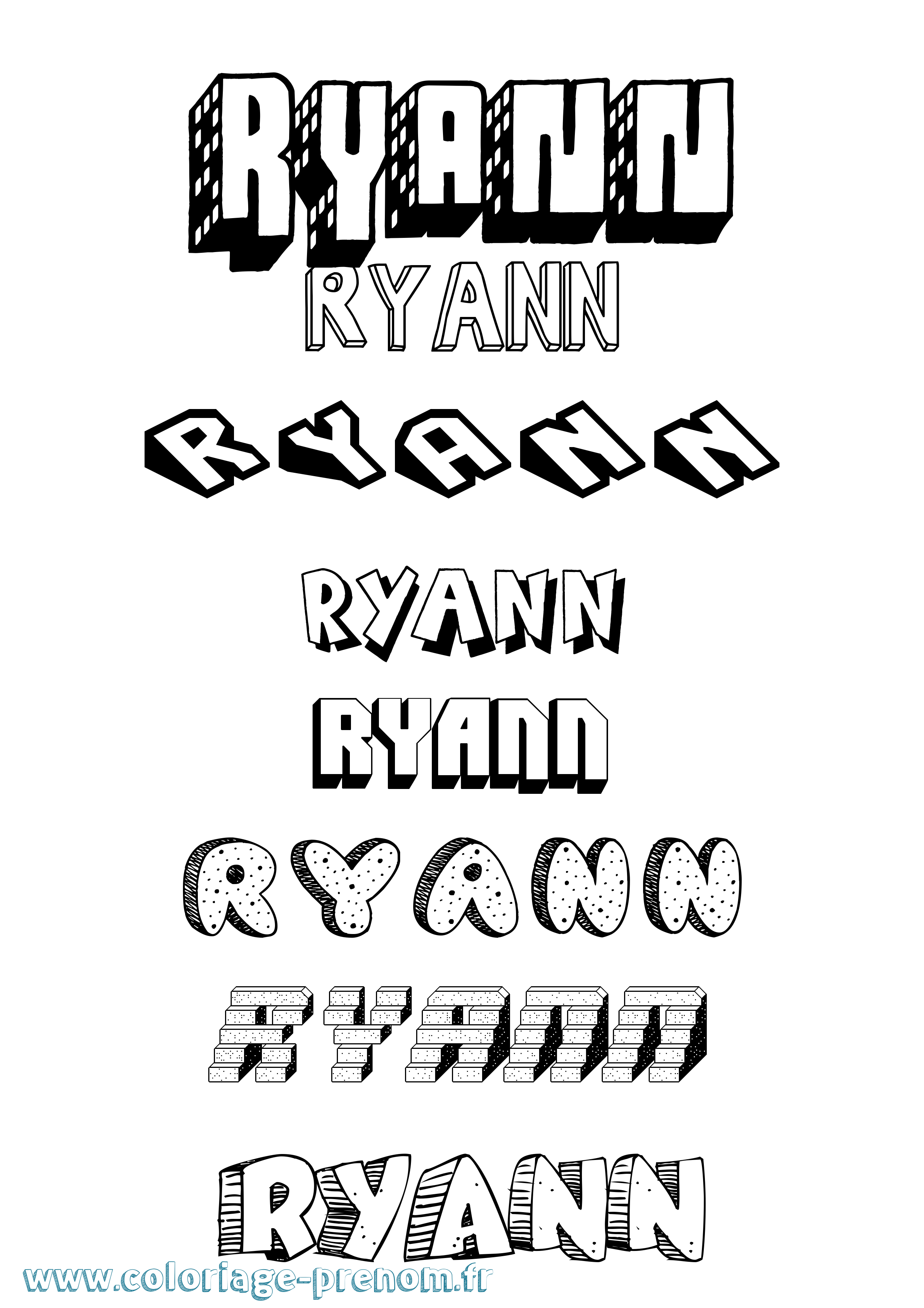 Coloriage Ryann Effet 3D Coloriage prénom Ryann Effet 3D