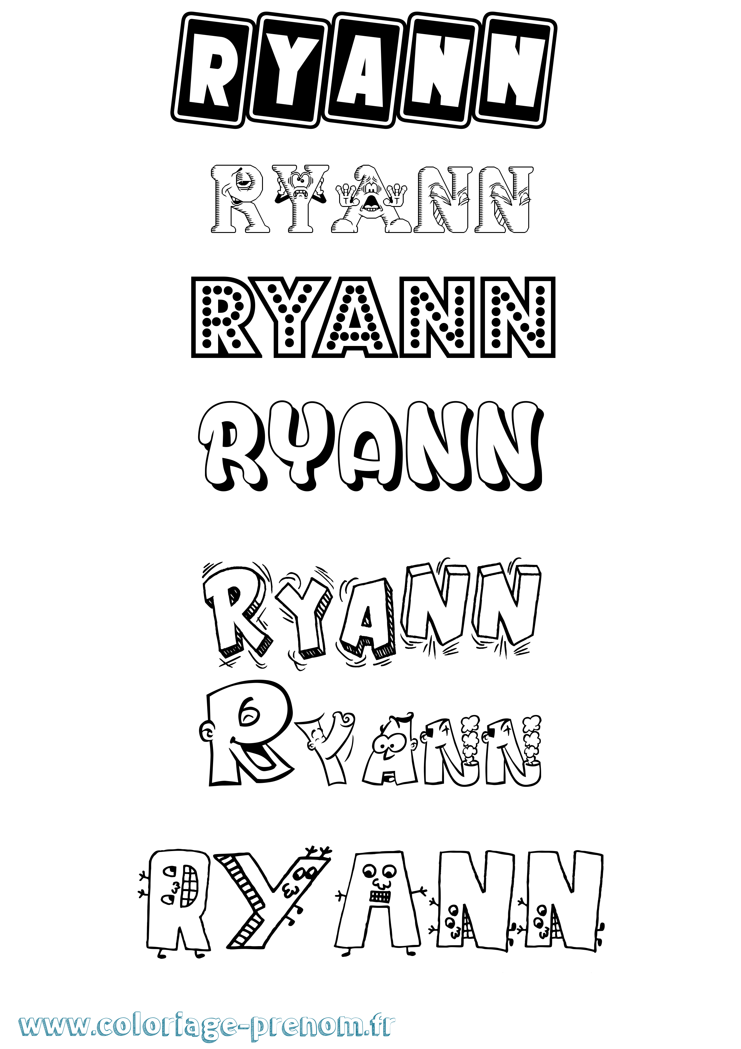 Coloriage Ryann Fun Coloriage prénom Ryann Fun