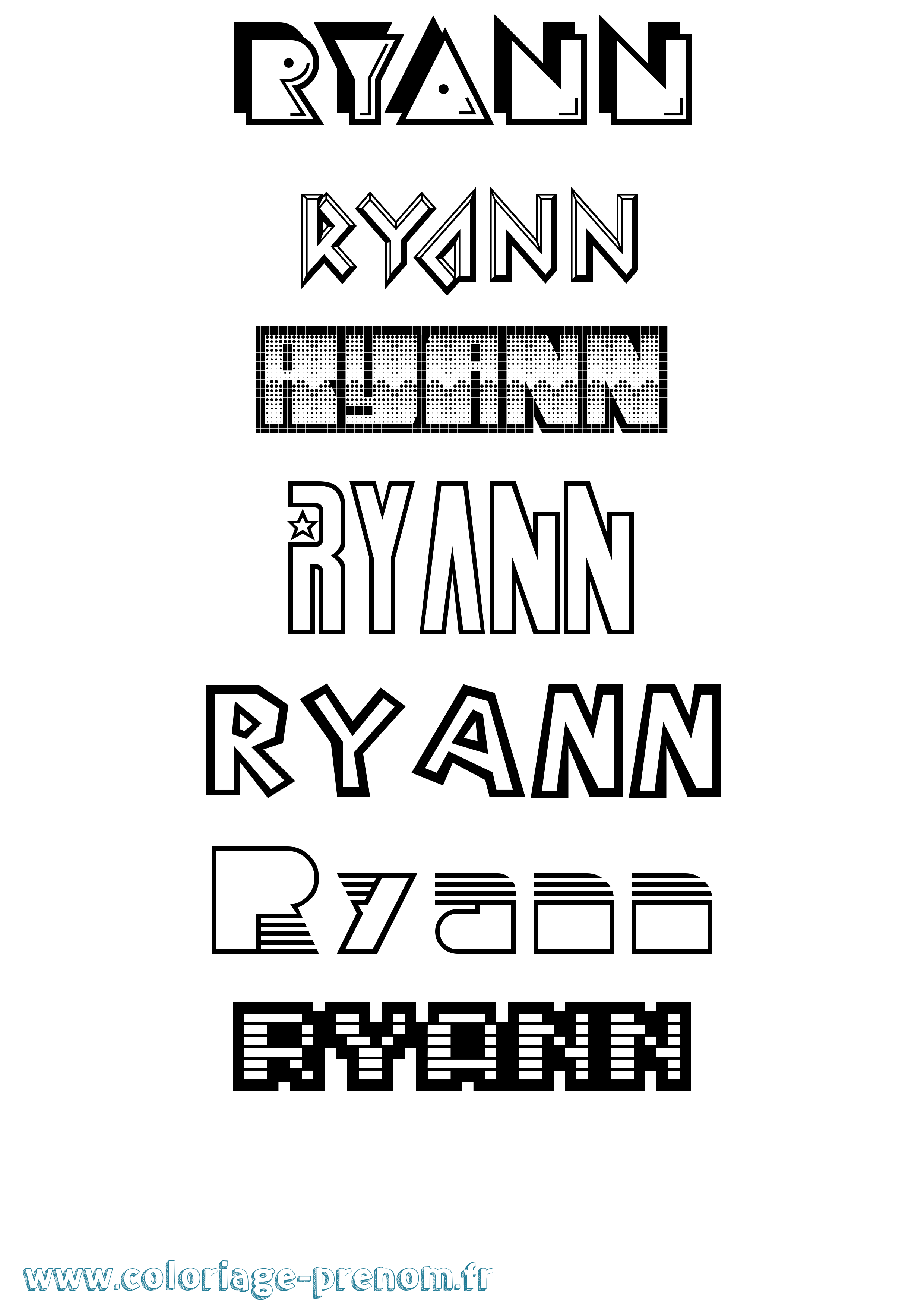 Coloriage Ryann Jeux Vidéos Coloriage prénom Ryann Jeux Vidéos