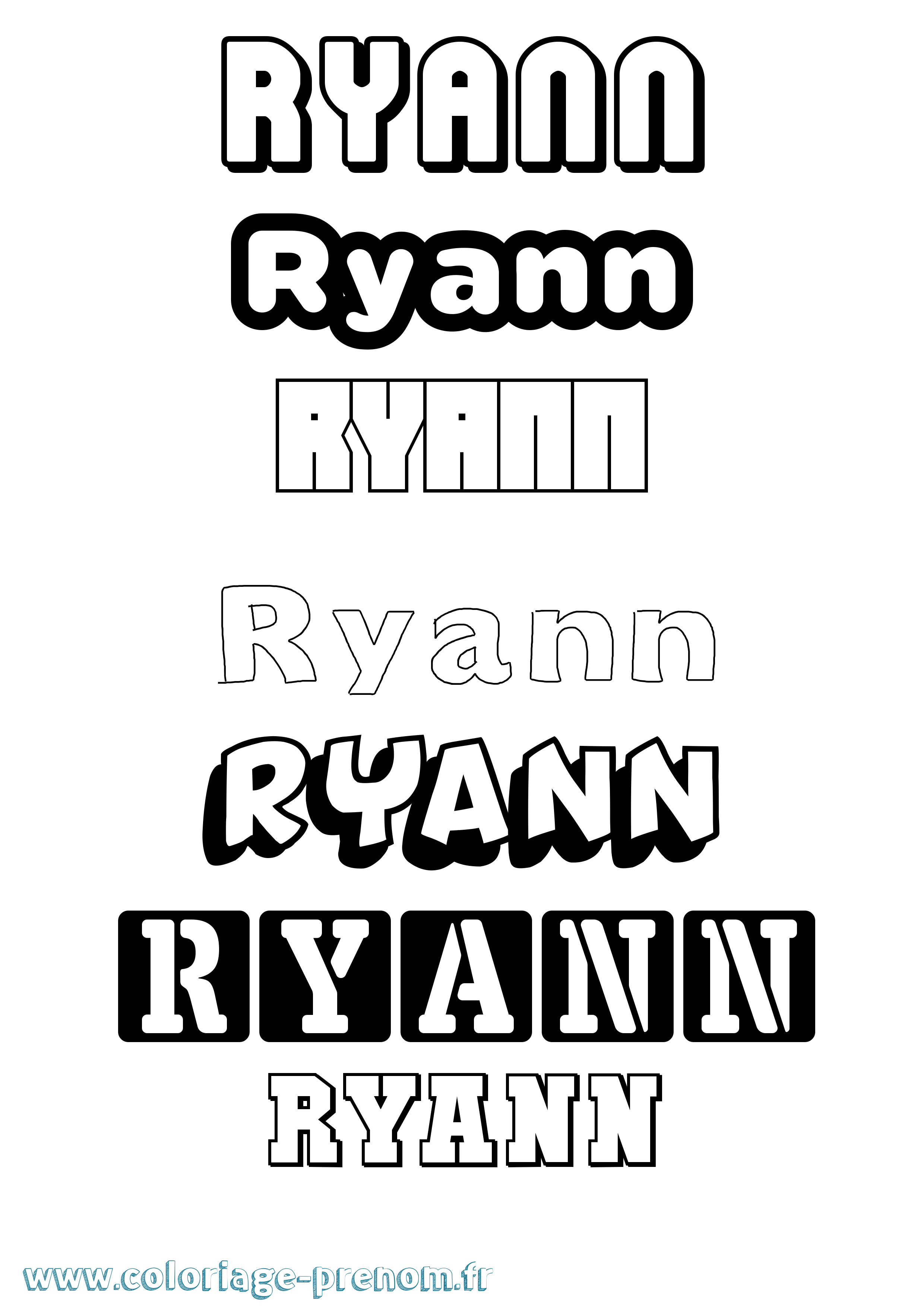 Coloriage Ryann Simple Coloriage prénom Ryann Simple