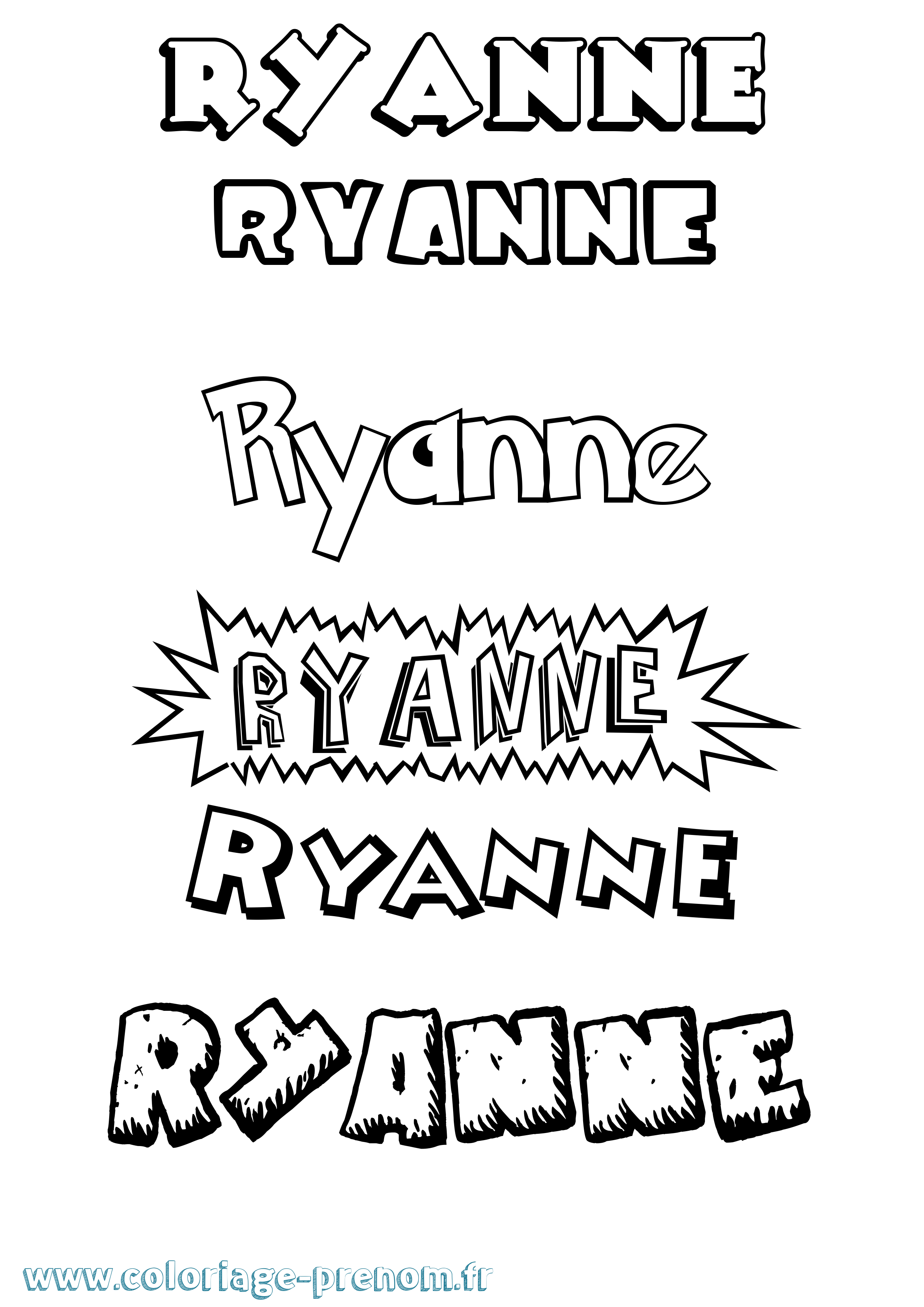 Coloriage Ryanne Dessin Animé Coloriage prénom Ryanne Dessin Animé