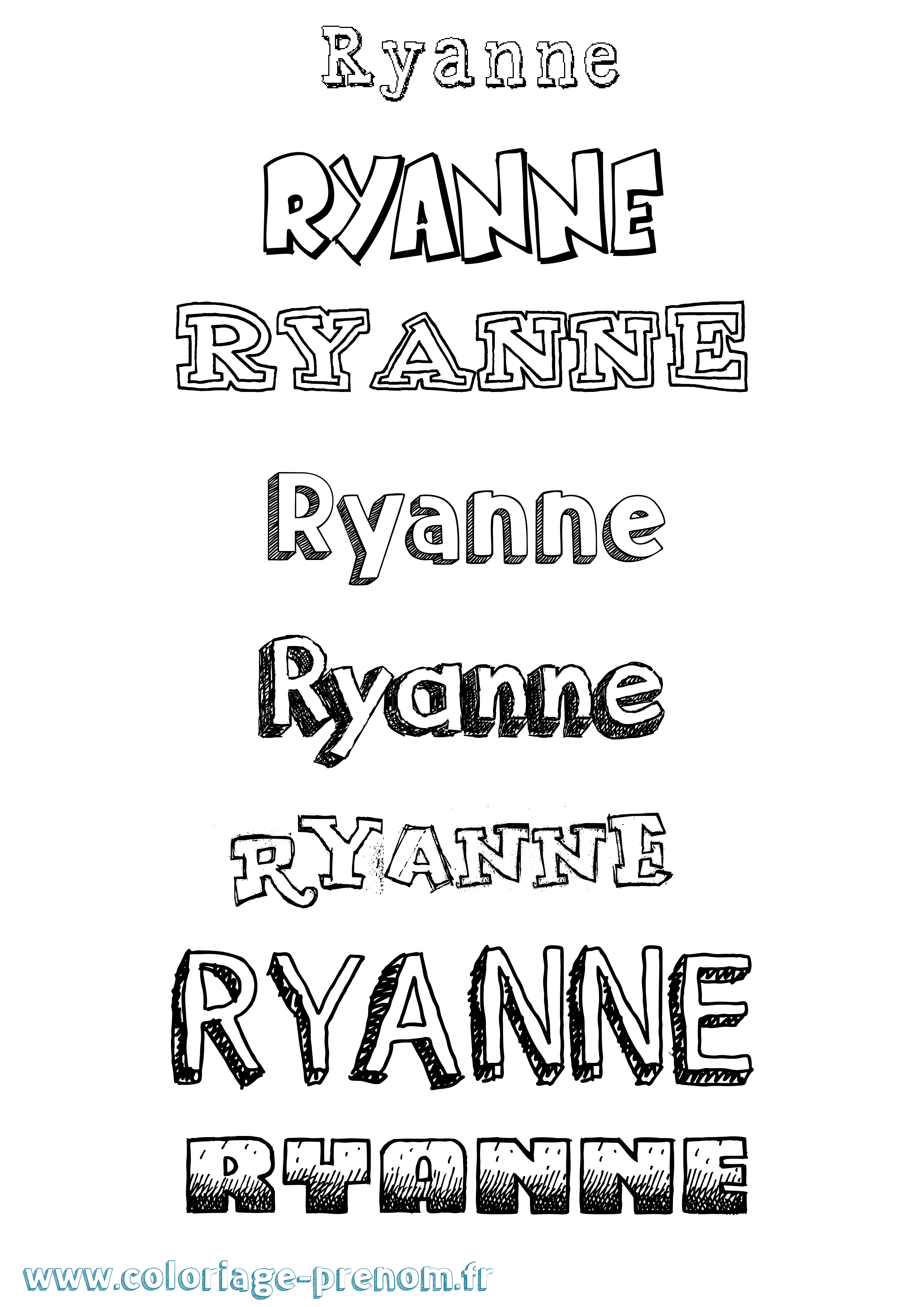 Coloriage Ryanne Dessiné Coloriage prénom Ryanne Dessiné