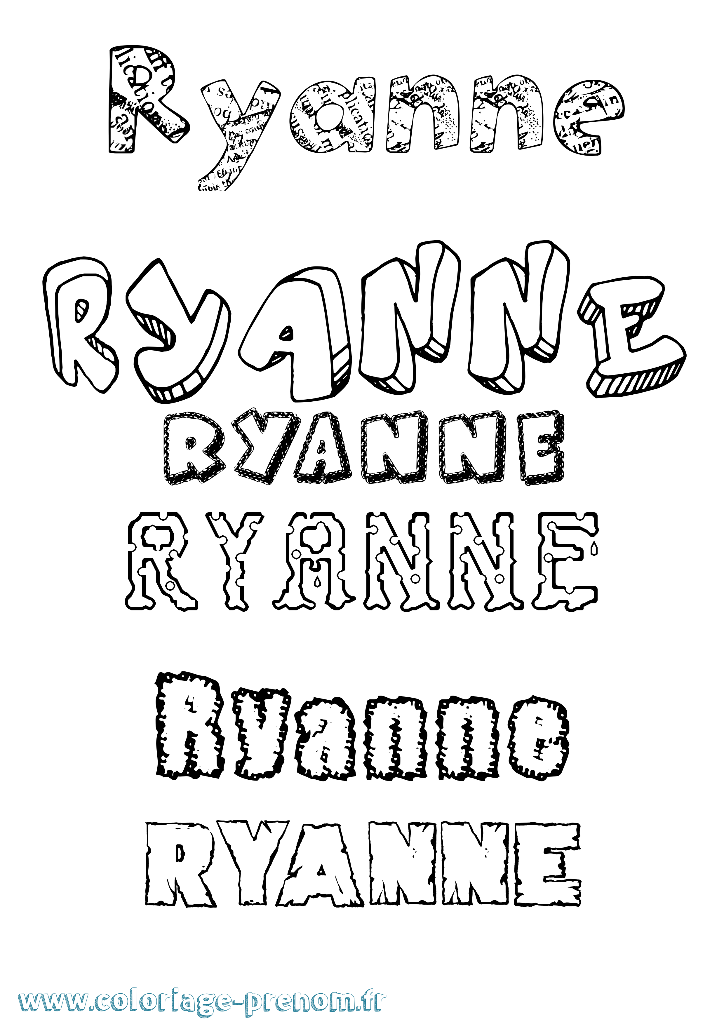 Coloriage Ryanne Destructuré Coloriage prénom Ryanne Destructuré