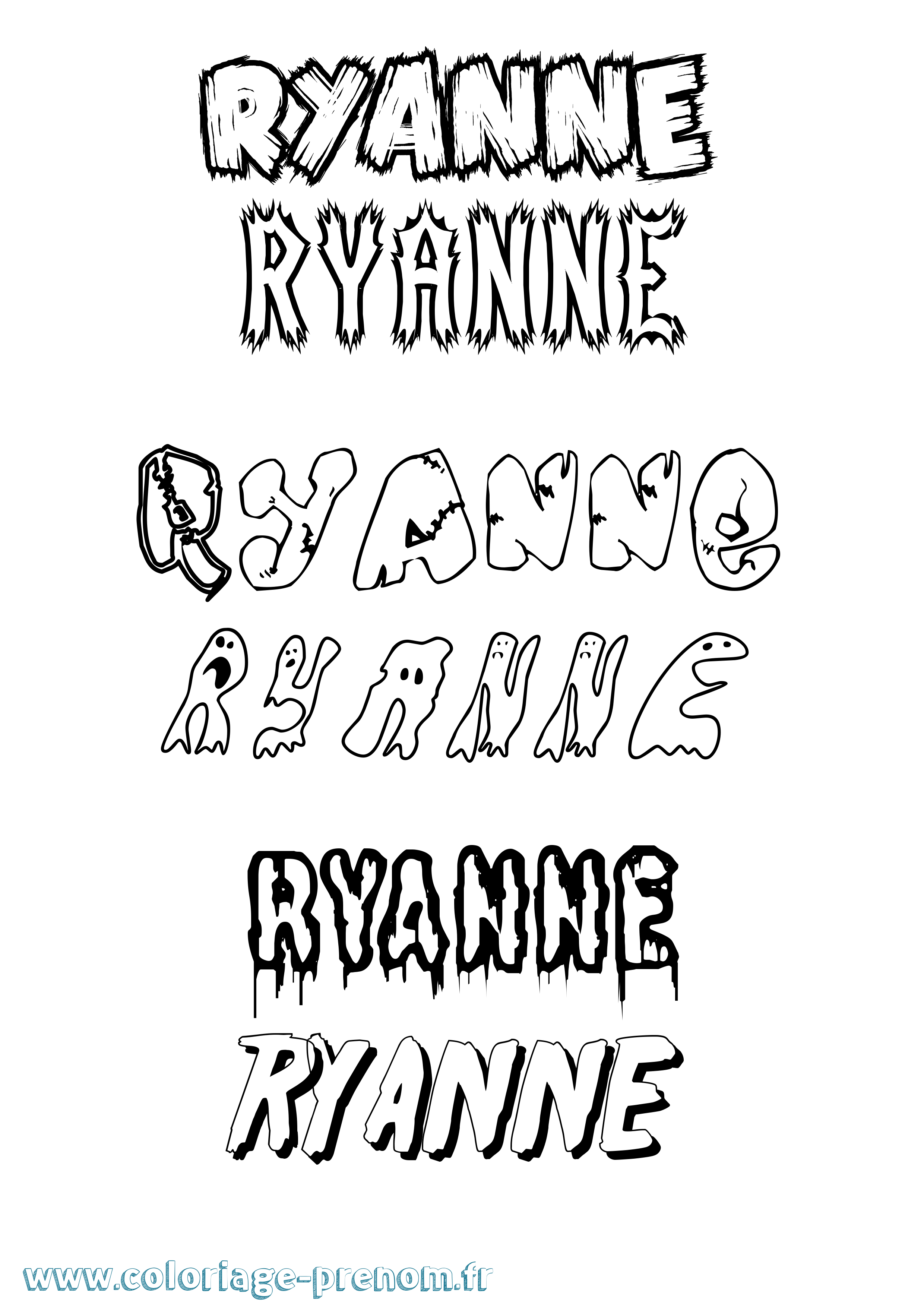 Coloriage Ryanne Frisson Coloriage prénom Ryanne Frisson