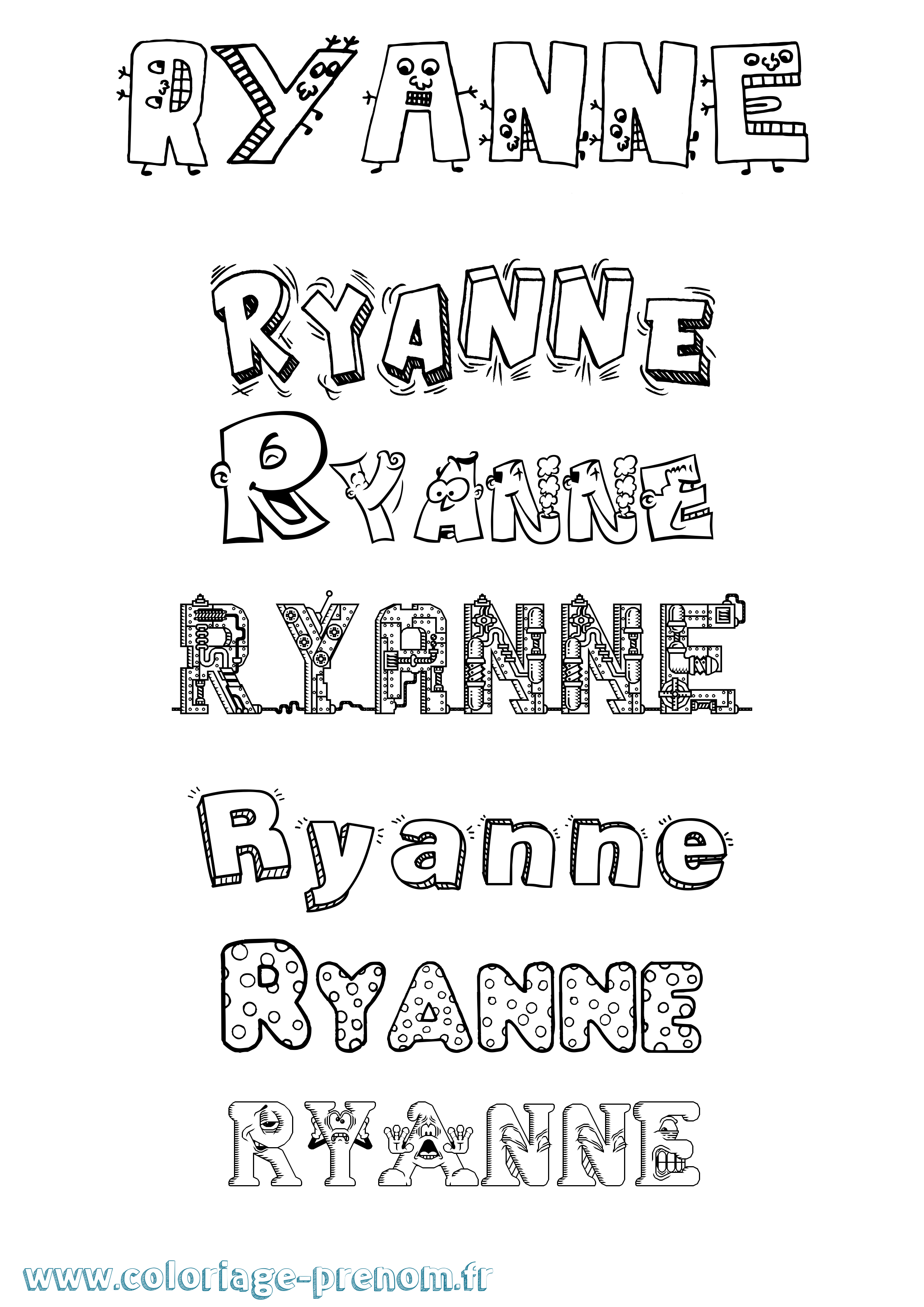 Coloriage Ryanne Fun Coloriage prénom Ryanne Fun