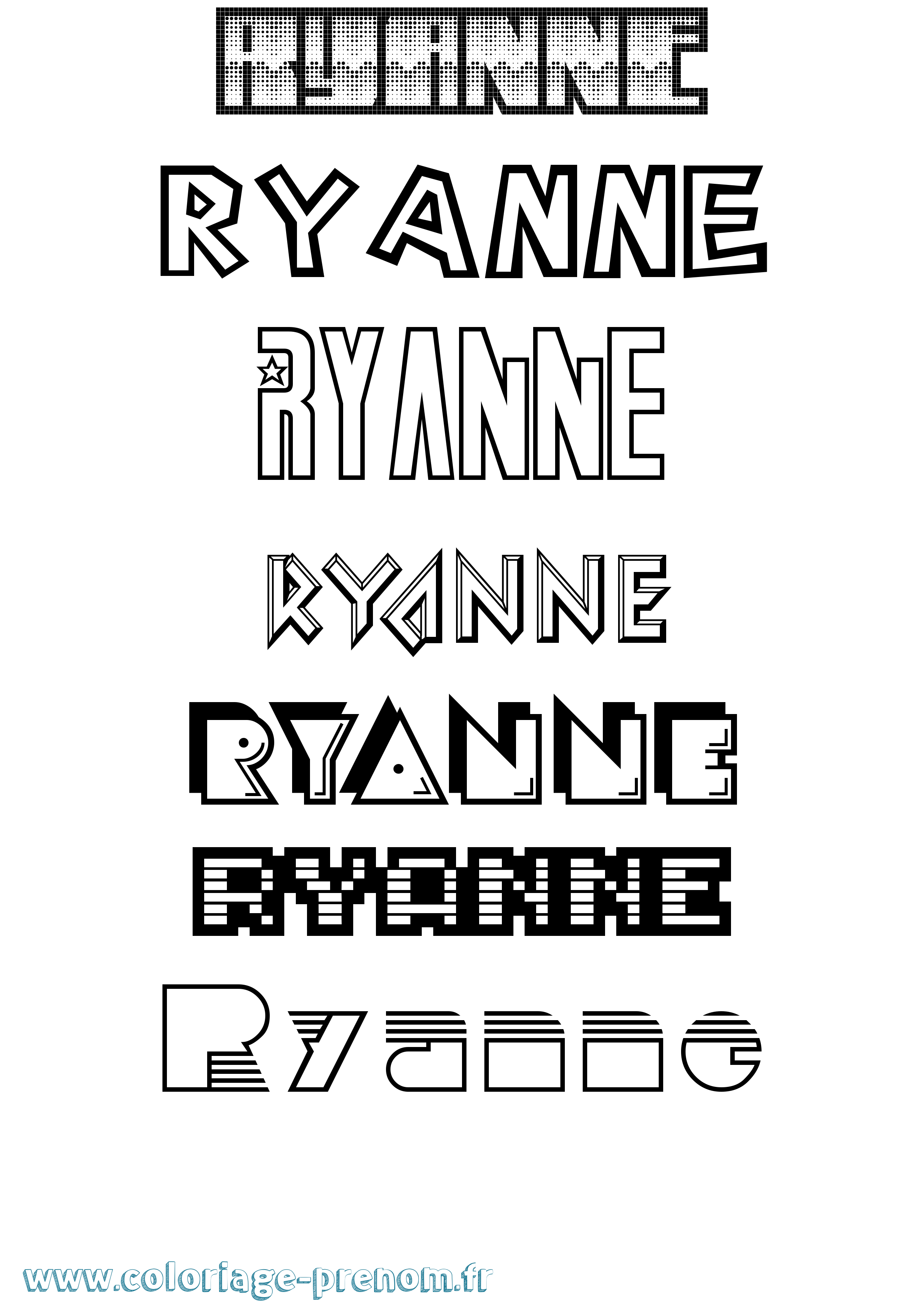 Coloriage Ryanne Jeux Vidéos Coloriage prénom Ryanne Jeux Vidéos