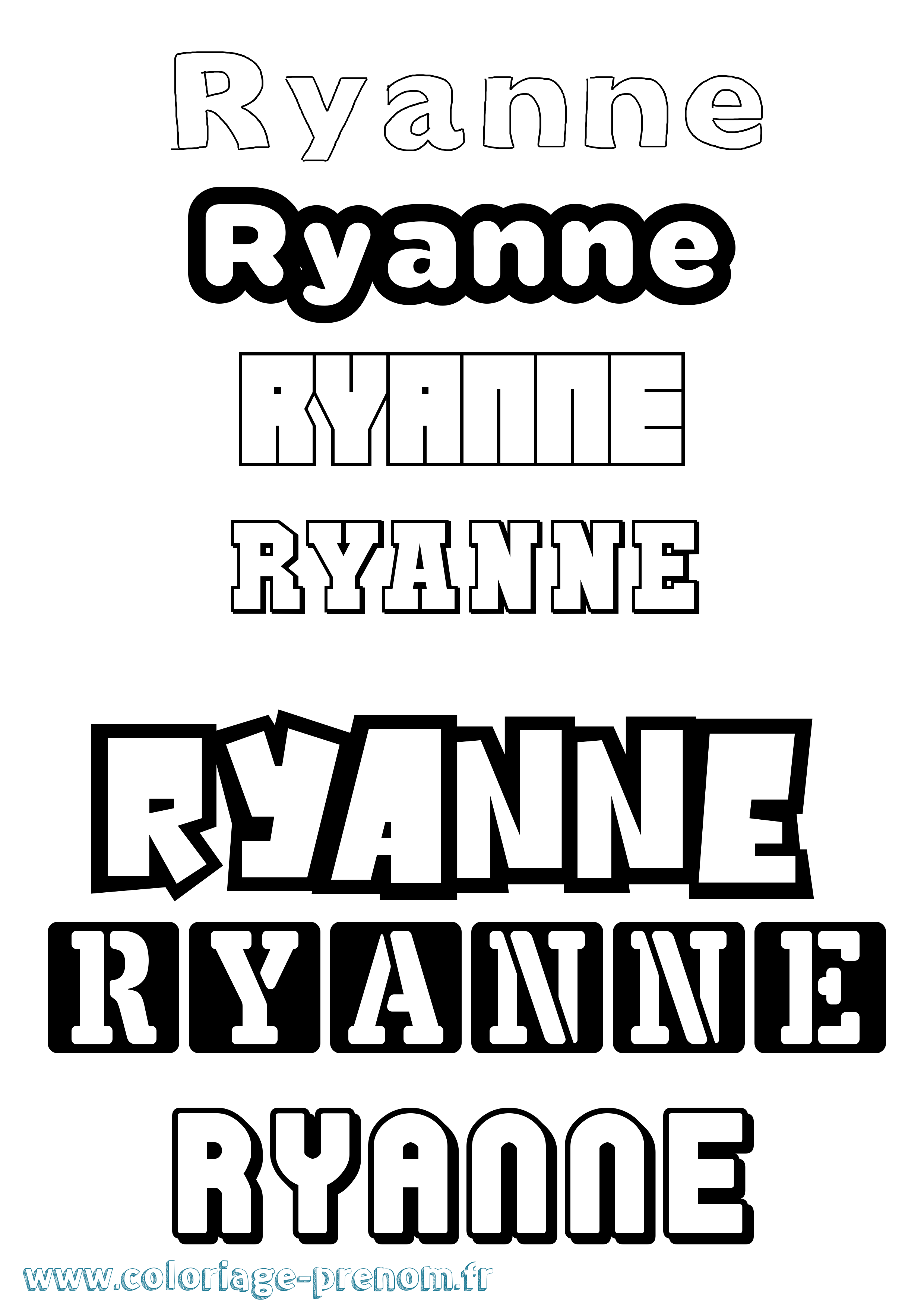 Coloriage Ryanne Simple Coloriage prénom Ryanne Simple
