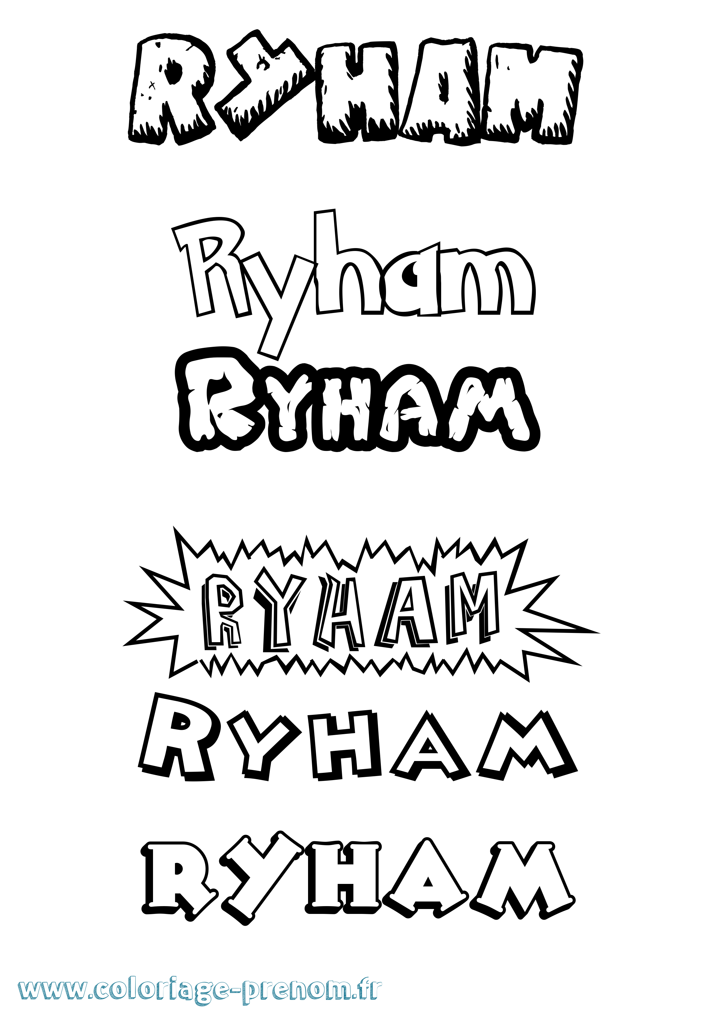 Coloriage Ryham Dessin Animé Coloriage prénom Ryham Dessin Animé