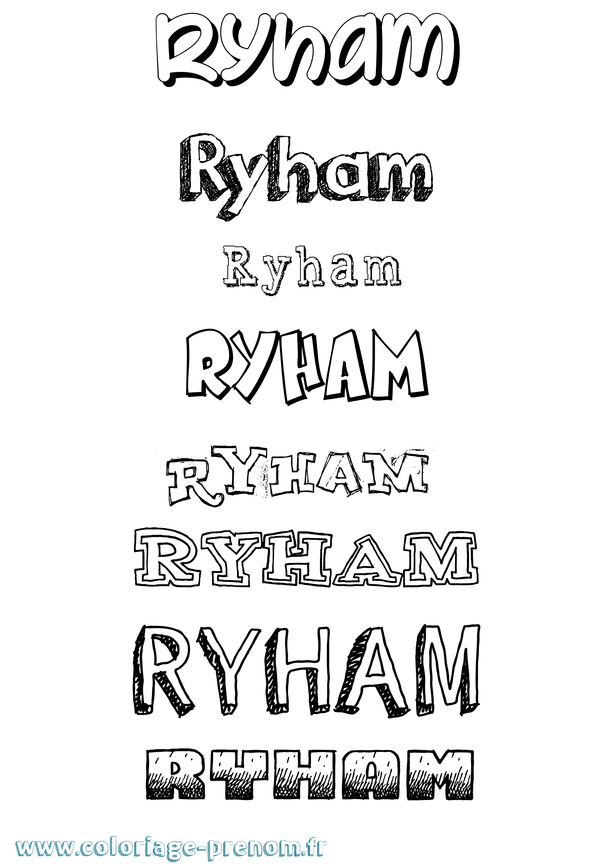 Coloriage Ryham Dessiné Coloriage prénom Ryham Dessiné
