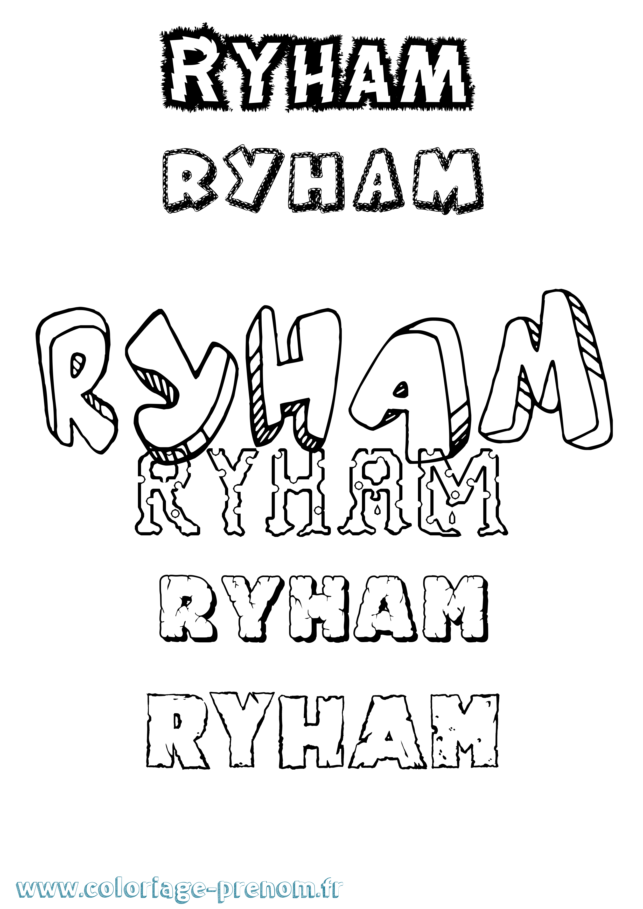 Coloriage Ryham Destructuré Coloriage prénom Ryham Destructuré