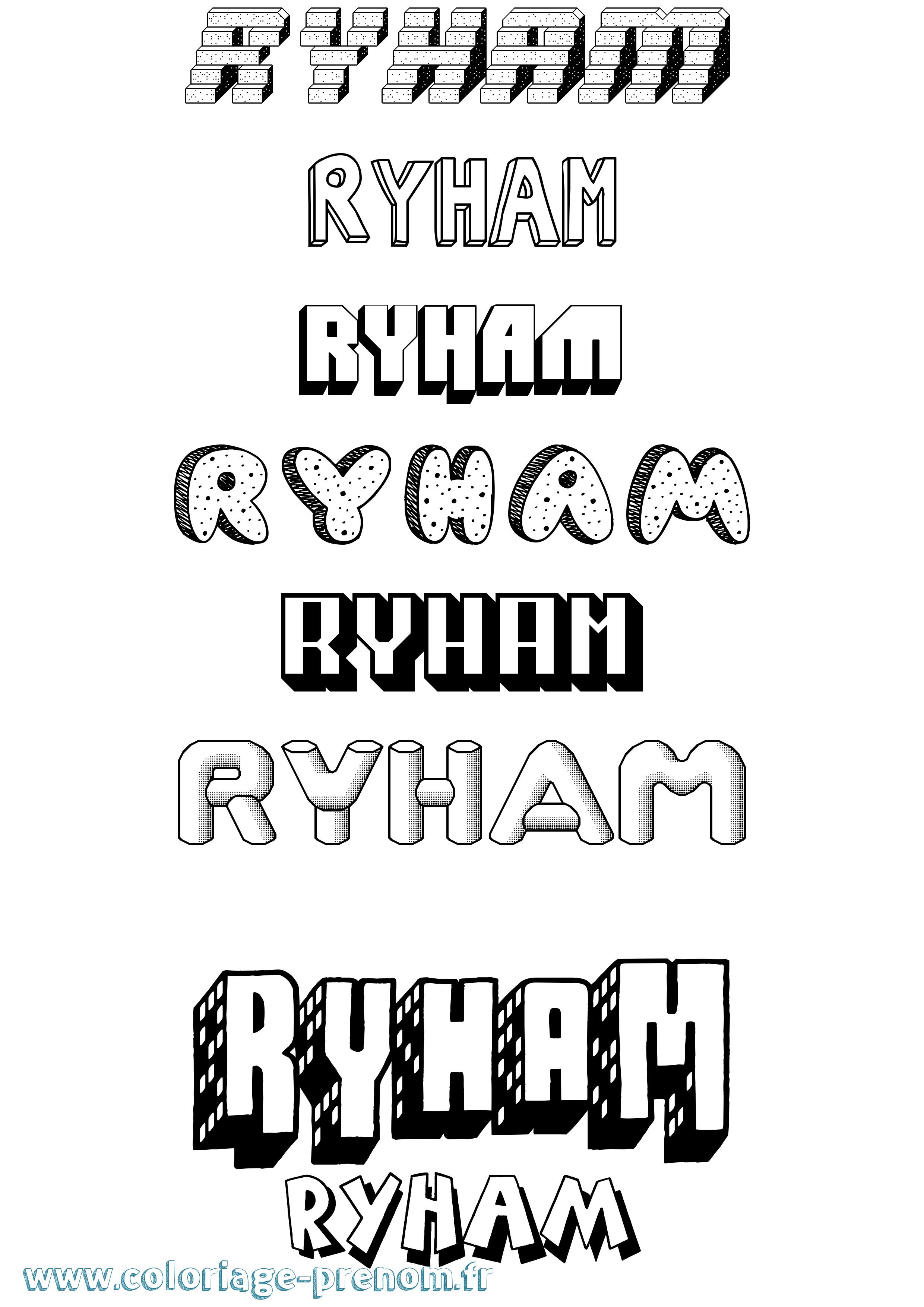 Coloriage Ryham Effet 3D Coloriage prénom Ryham Effet 3D