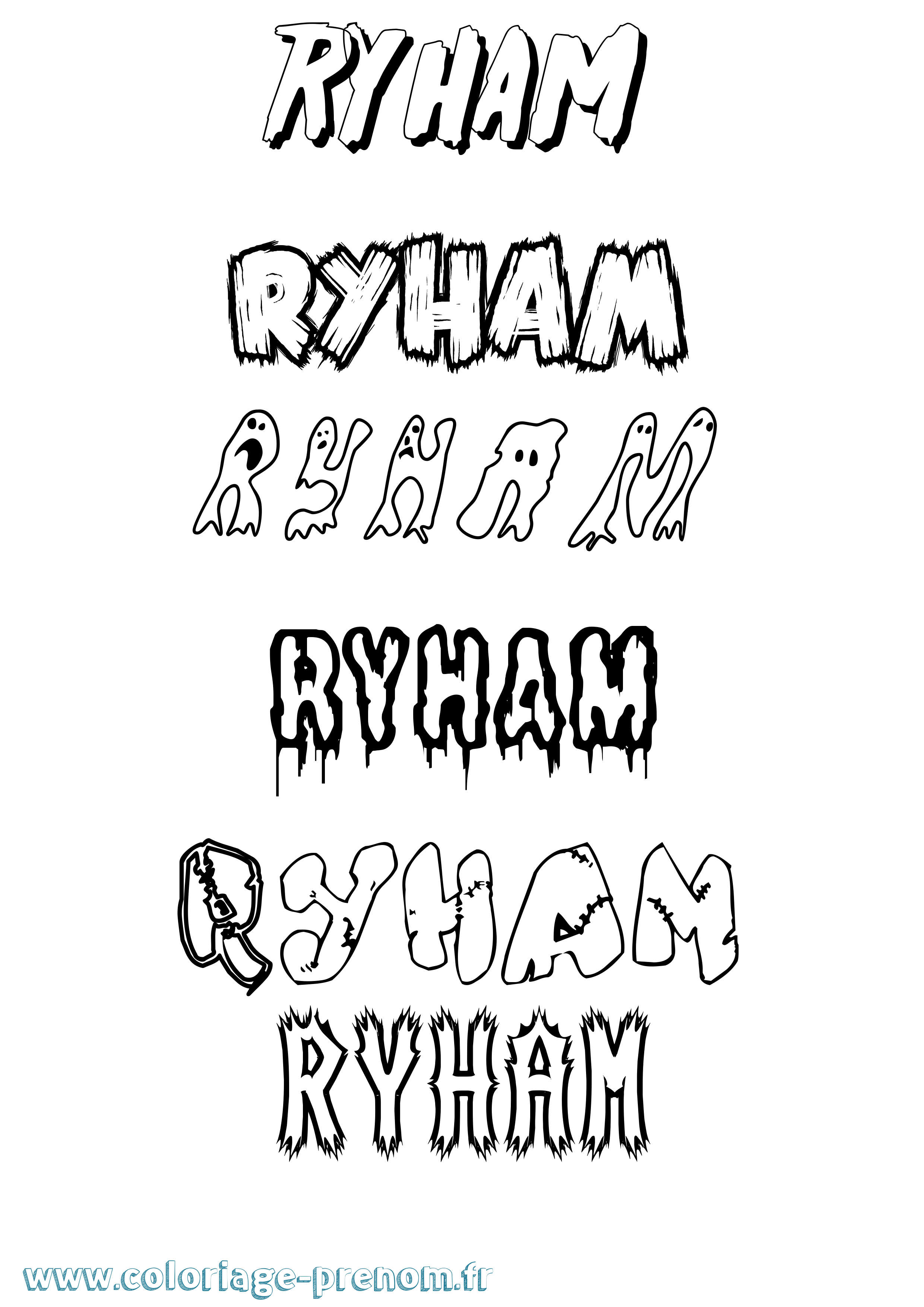 Coloriage Ryham Frisson Coloriage prénom Ryham Frisson