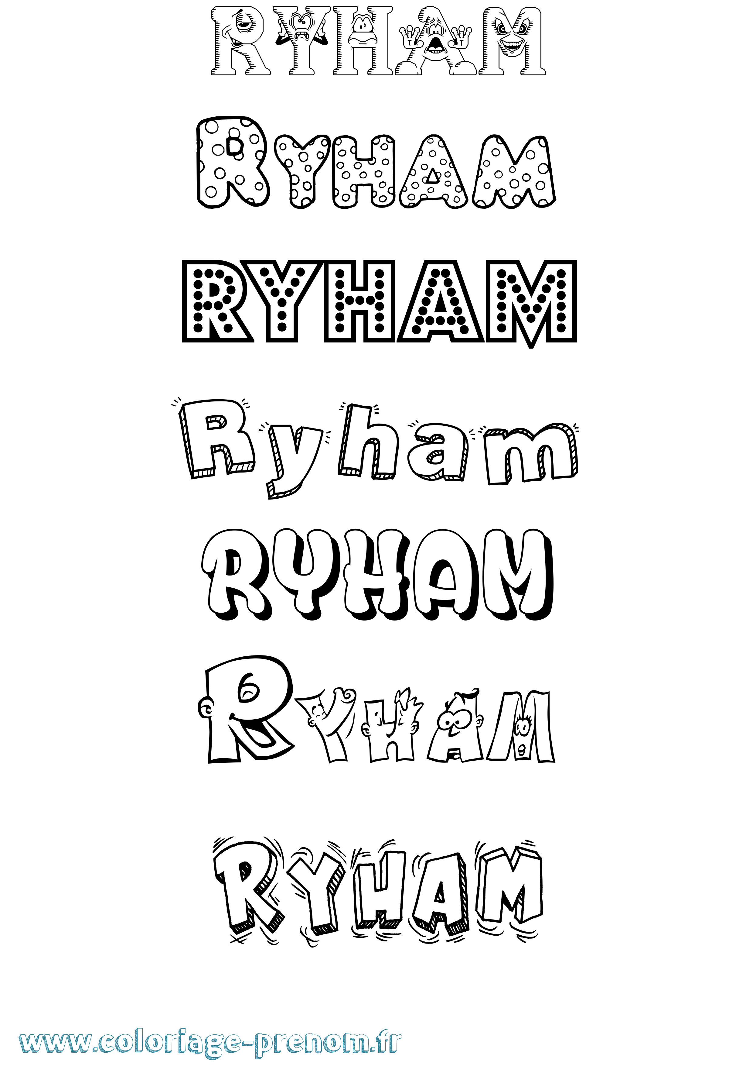Coloriage Ryham Fun Coloriage prénom Ryham Fun