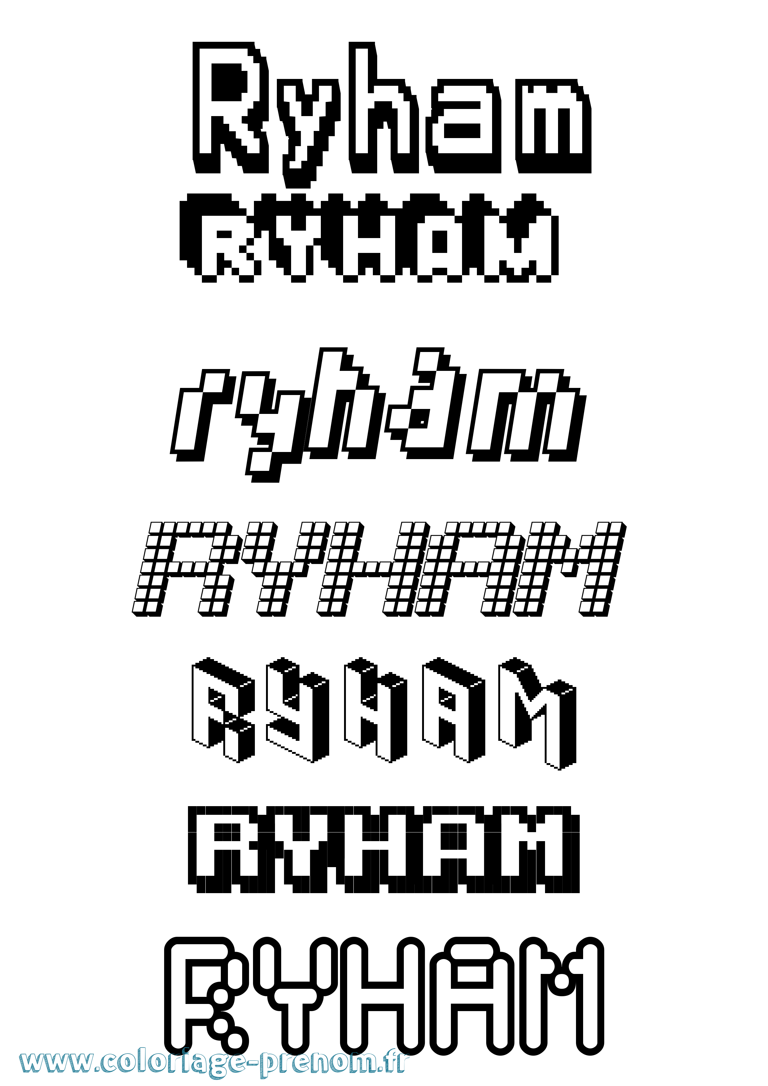 Coloriage Ryham Pixel Coloriage prénom Ryham Pixel