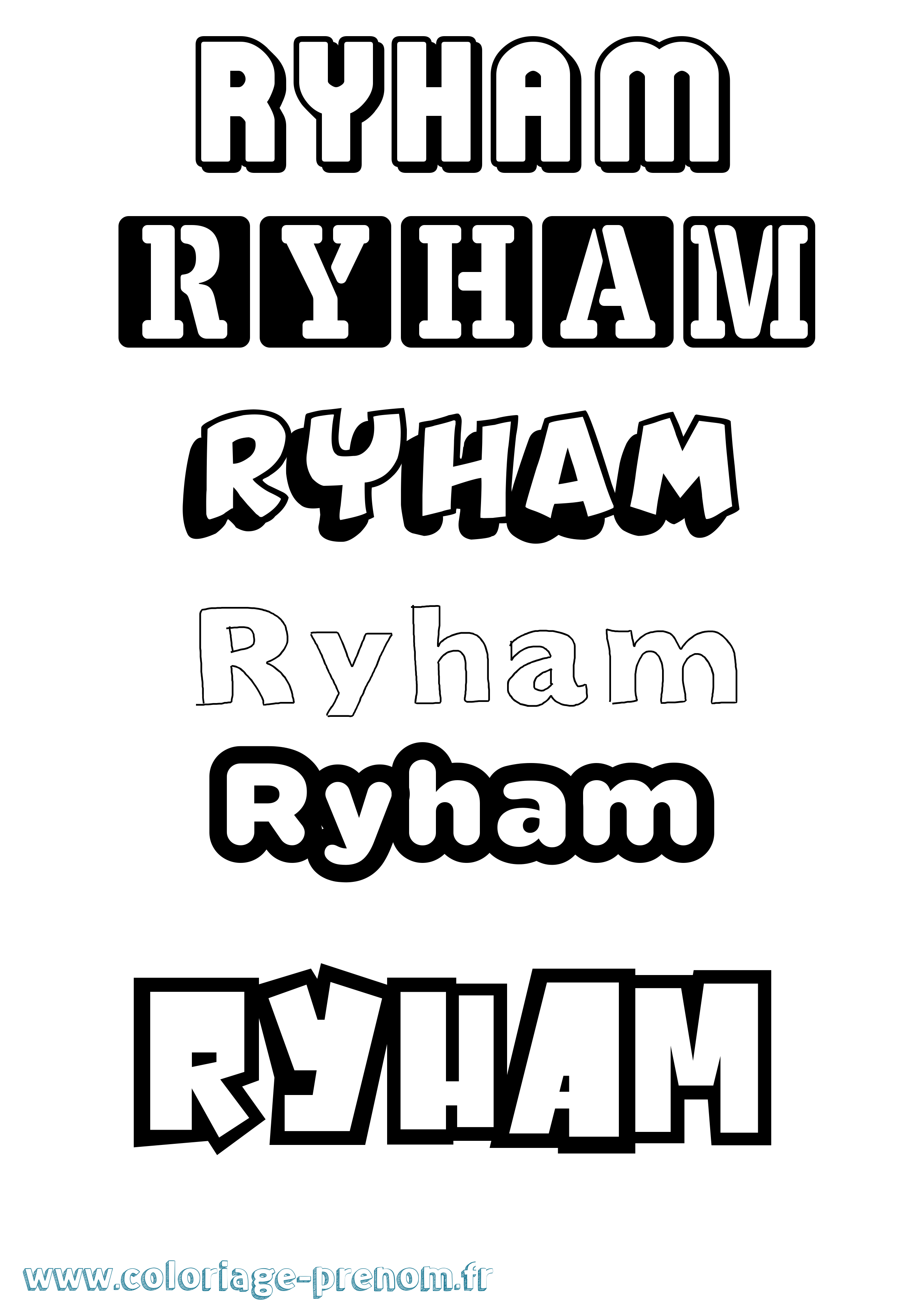 Coloriage Ryham Simple Coloriage prénom Ryham Simple