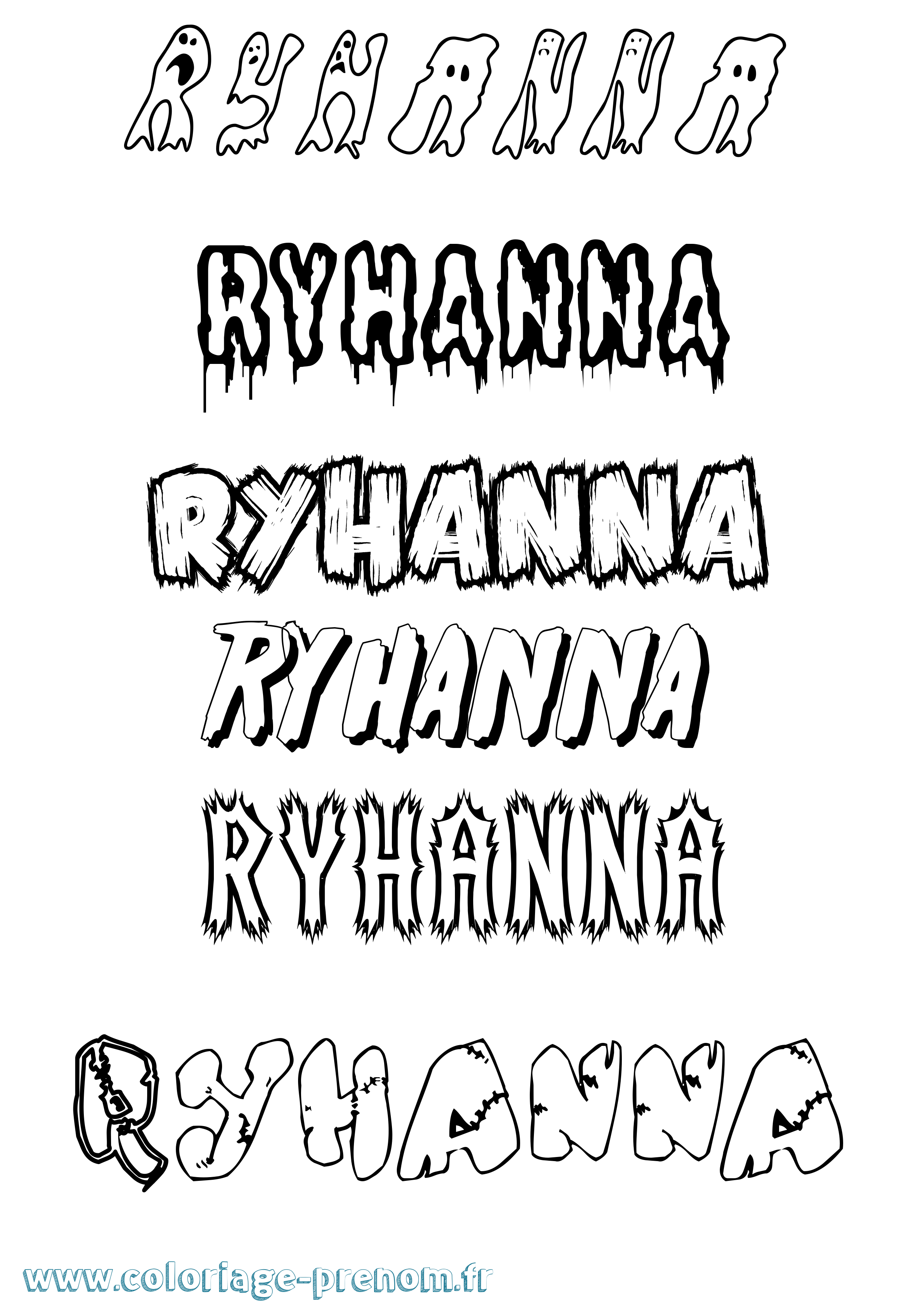 Coloriage Ryhanna Frisson Coloriage prénom Ryhanna Frisson