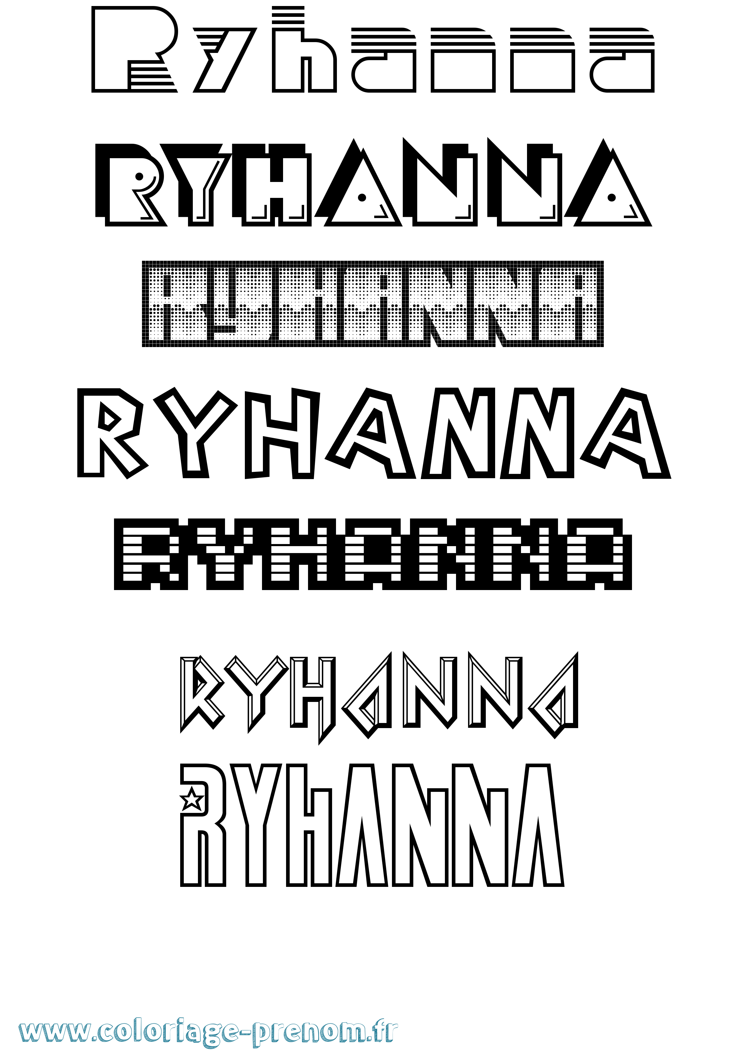 Coloriage Ryhanna Jeux Vidéos Coloriage prénom Ryhanna Jeux Vidéos