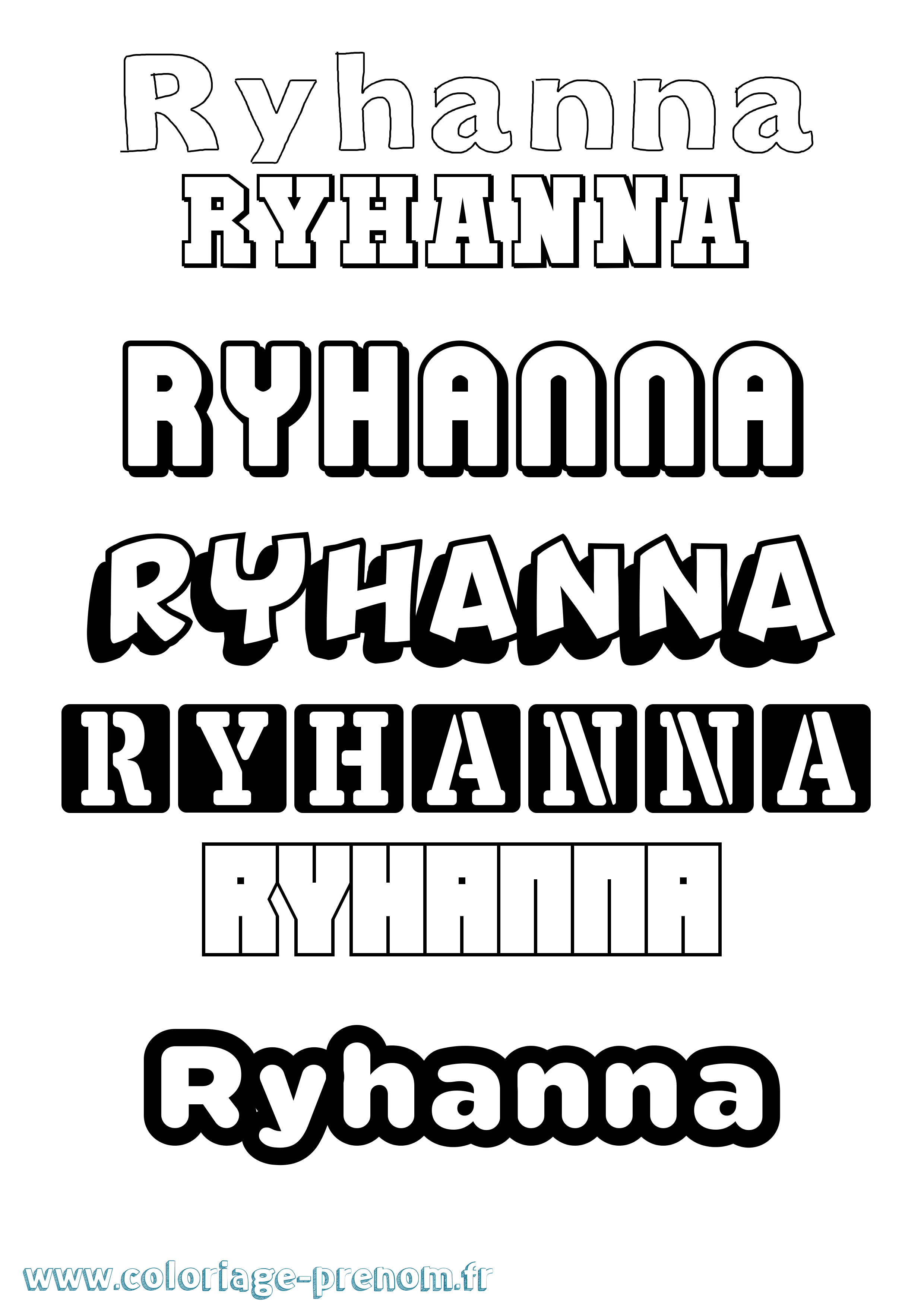 Coloriage Ryhanna Simple Coloriage prénom Ryhanna Simple