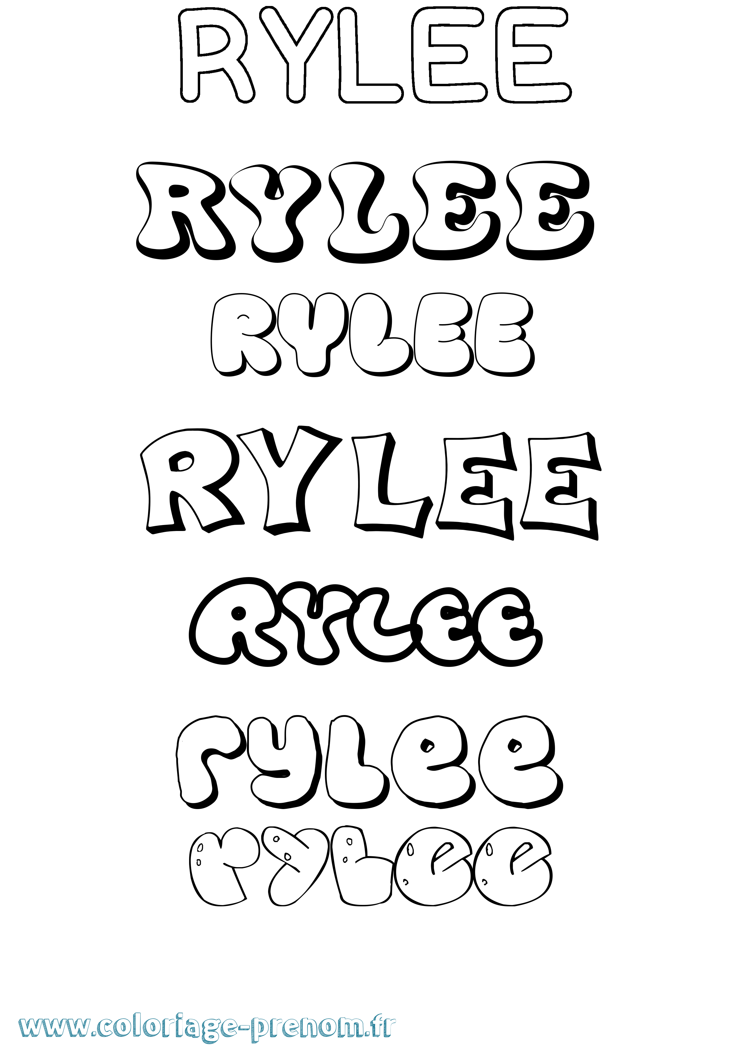 Coloriage Rylee Bubble Coloriage prénom Rylee Bubble