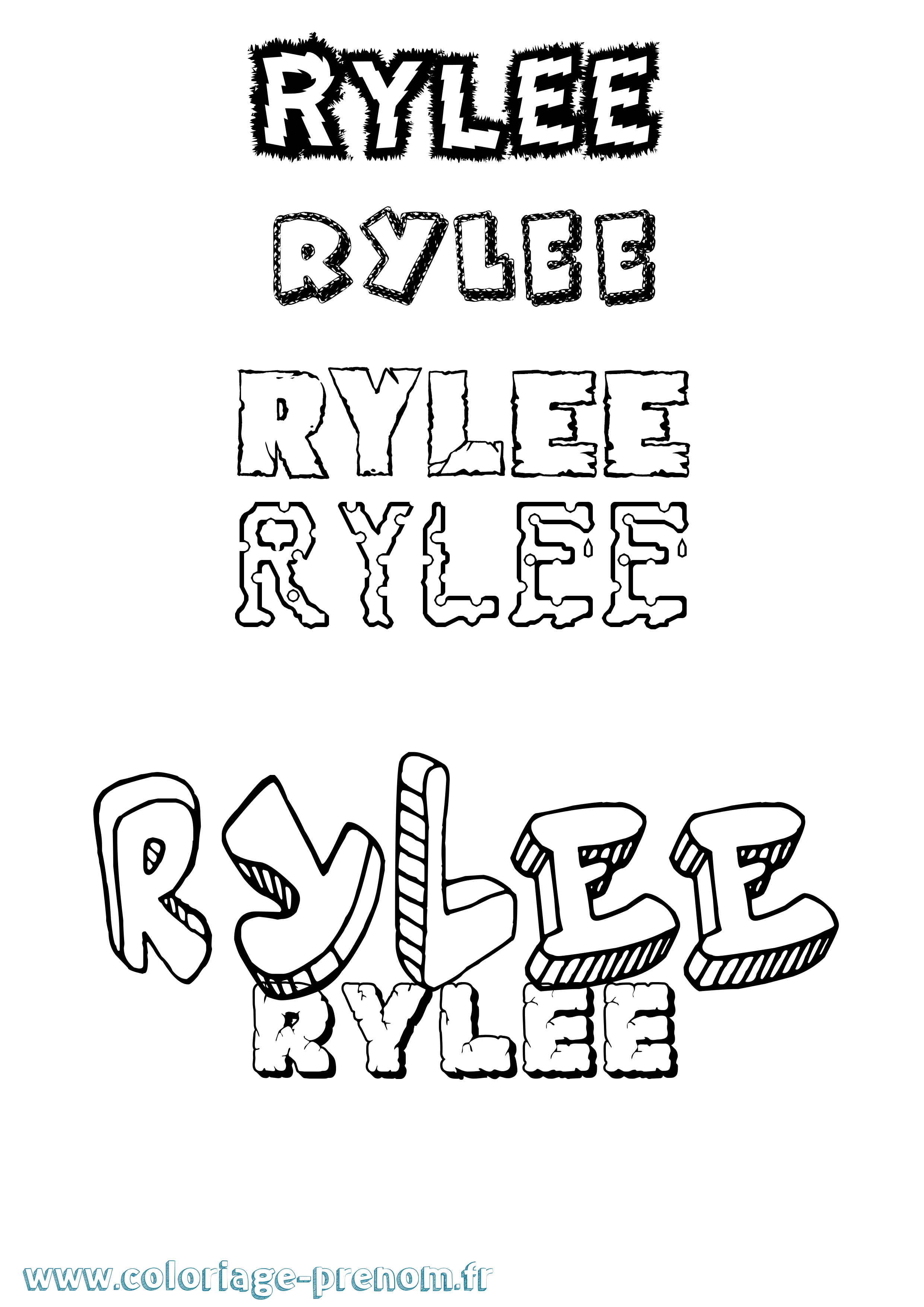 Coloriage Rylee Destructuré Coloriage prénom Rylee Destructuré