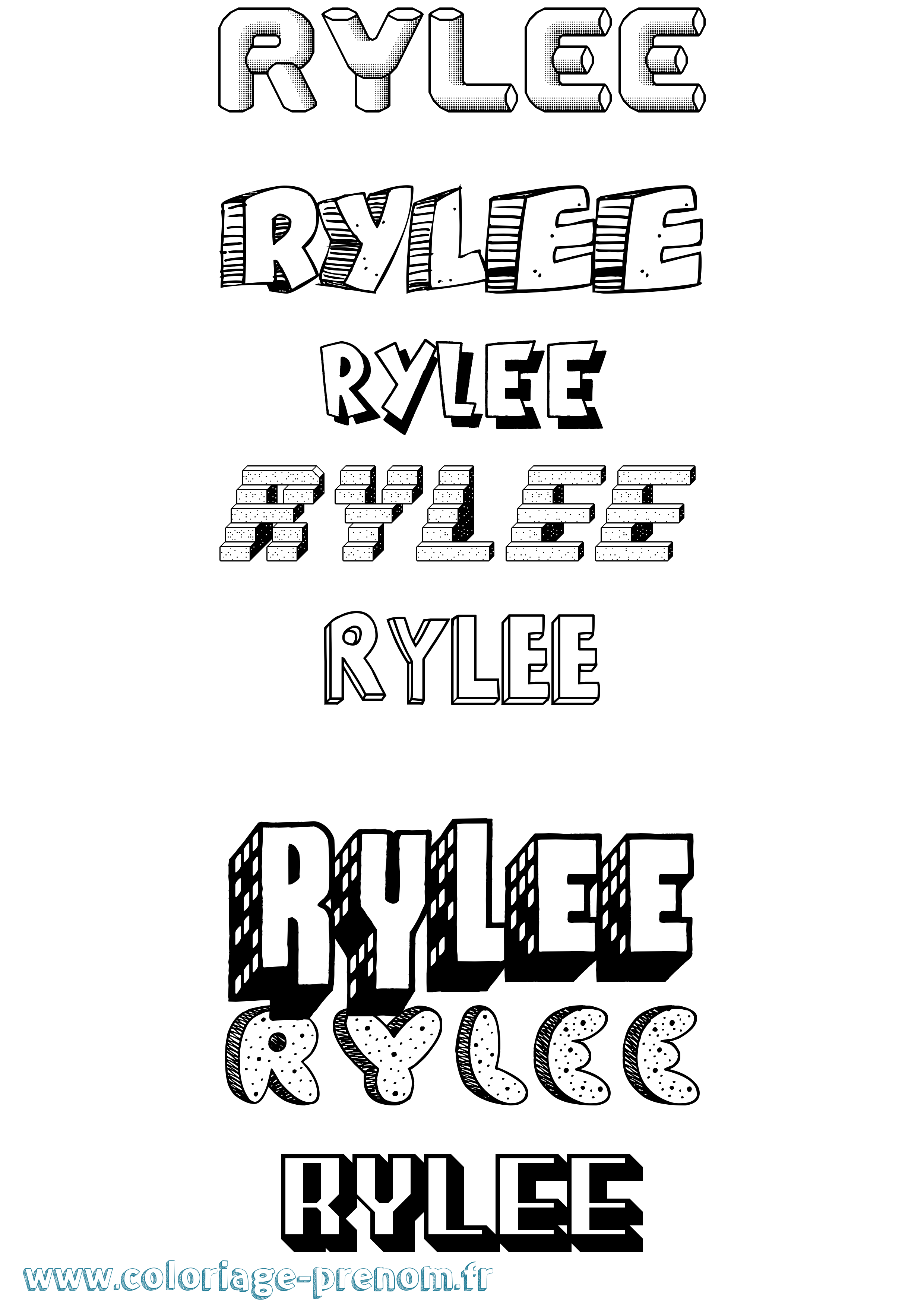 Coloriage Rylee Effet 3D Coloriage prénom Rylee Effet 3D