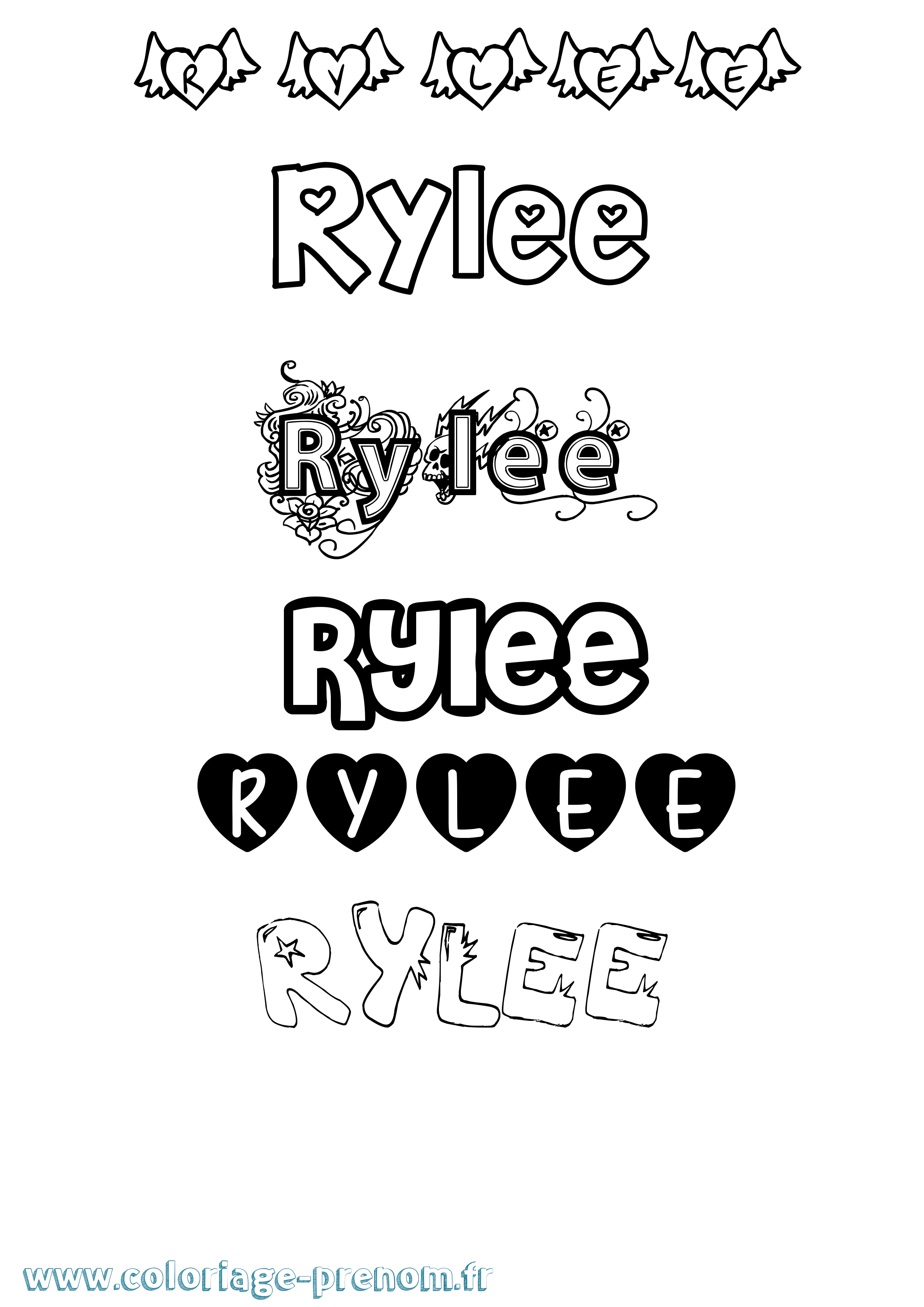 Coloriage Rylee Girly Coloriage prénom Rylee Girly