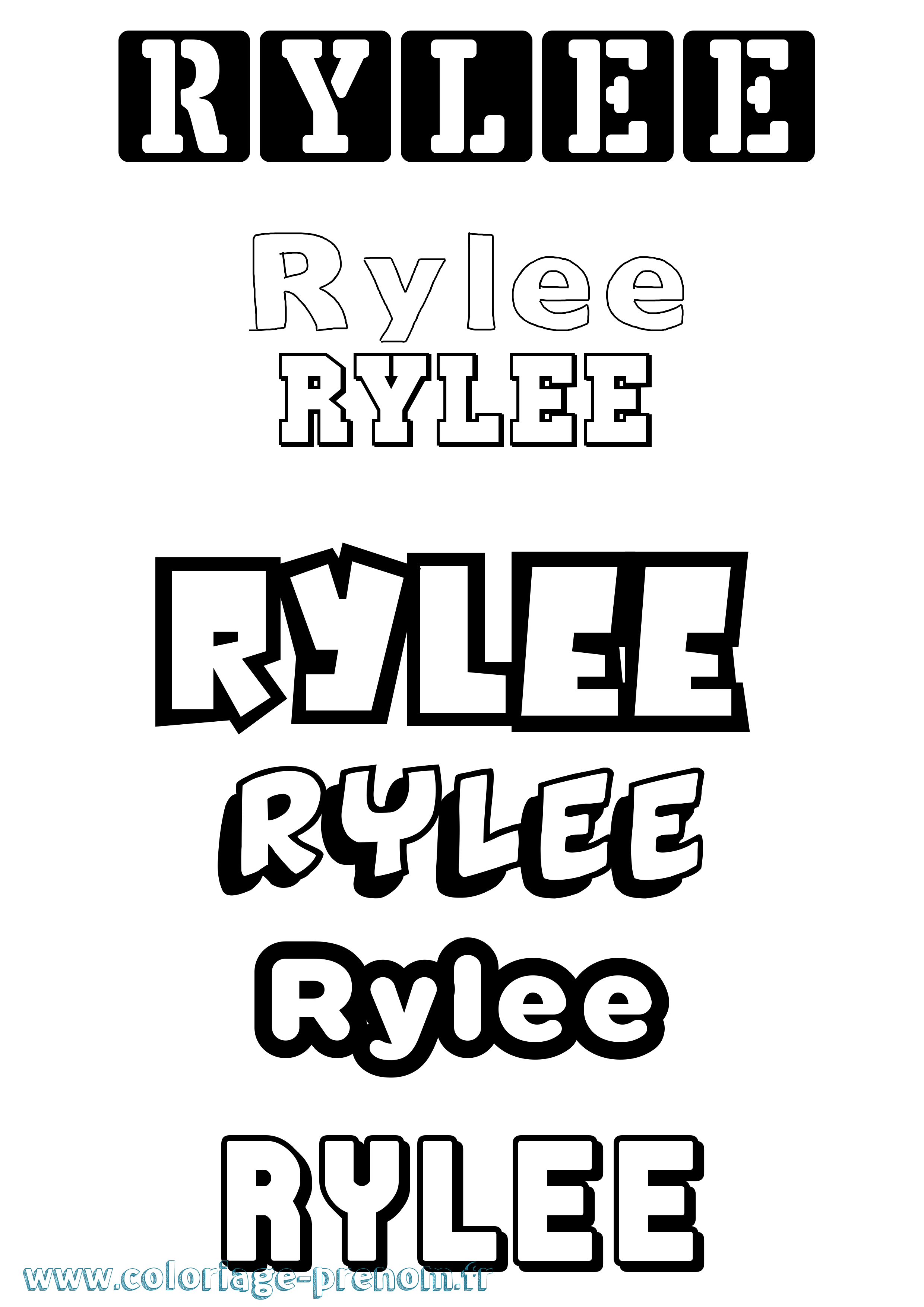 Coloriage Rylee Simple Coloriage prénom Rylee Simple