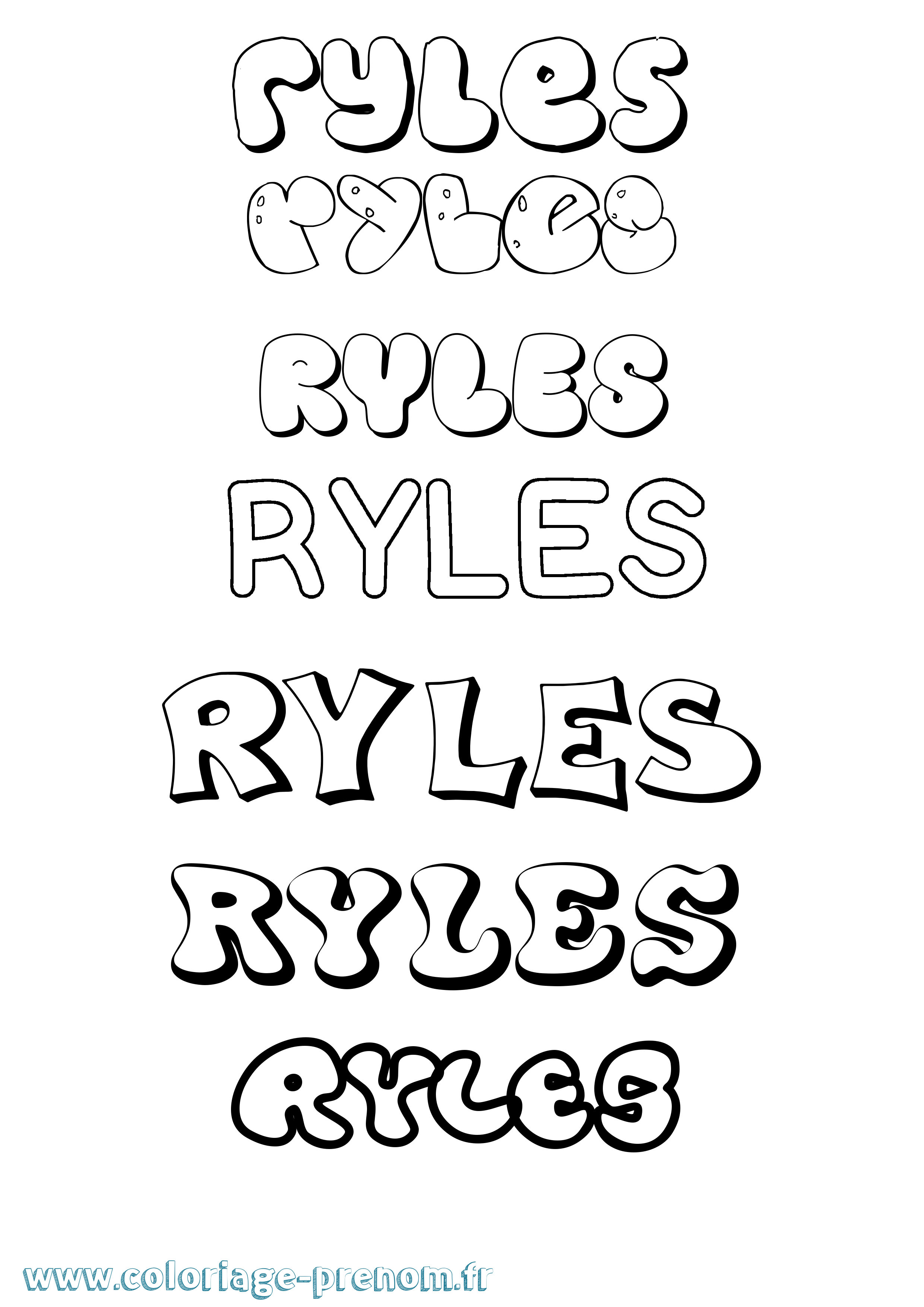 Coloriage Ryles Bubble Coloriage prénom Ryles Bubble