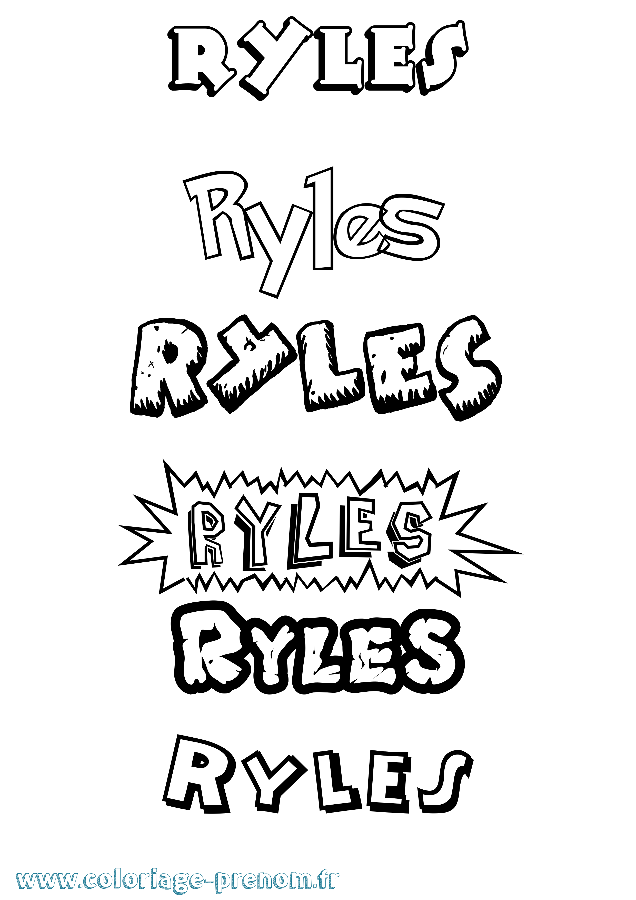 Coloriage Ryles Dessin Animé Coloriage prénom Ryles Dessin Animé