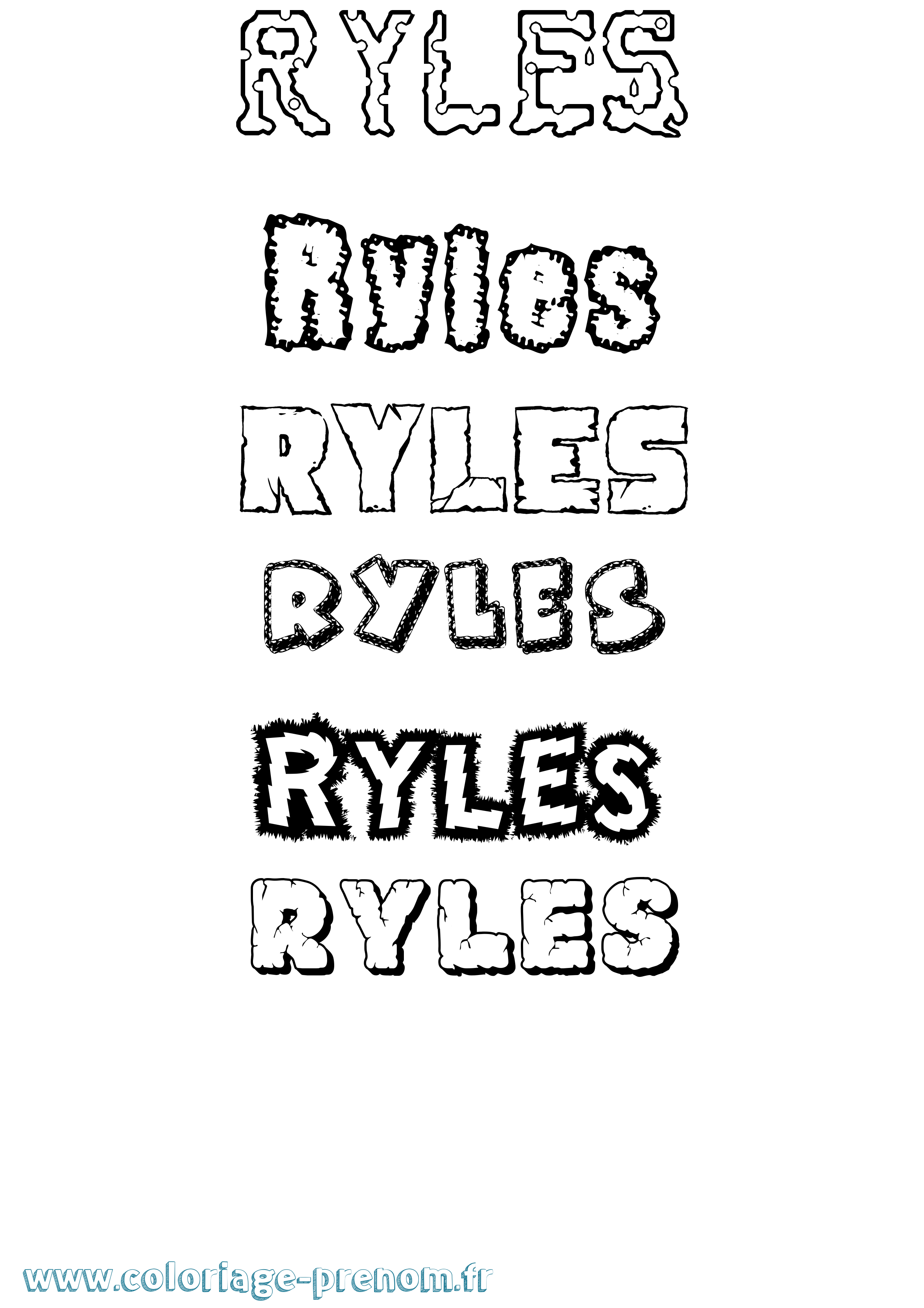 Coloriage Ryles Destructuré Coloriage prénom Ryles Destructuré
