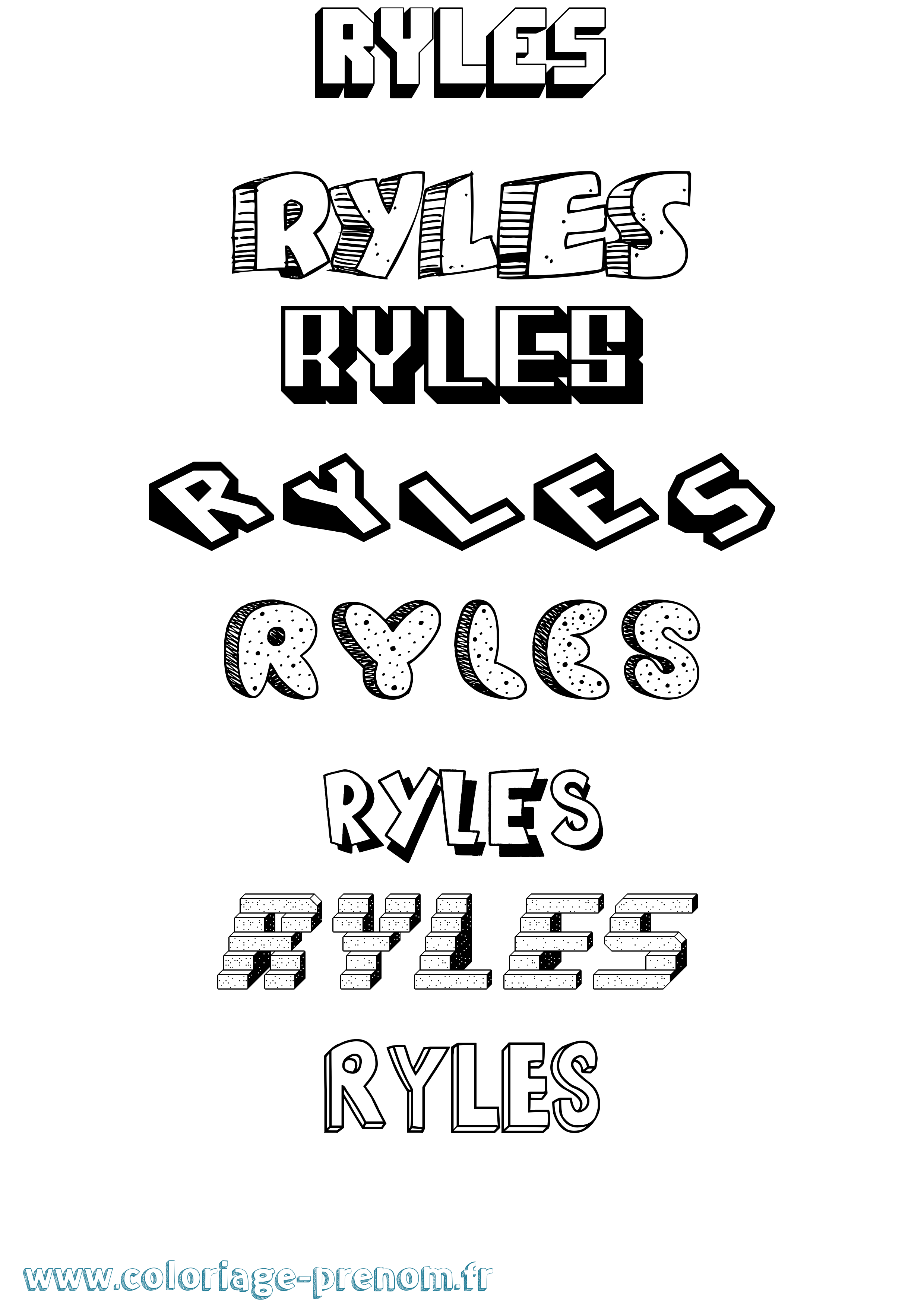 Coloriage Ryles Effet 3D Coloriage prénom Ryles Effet 3D