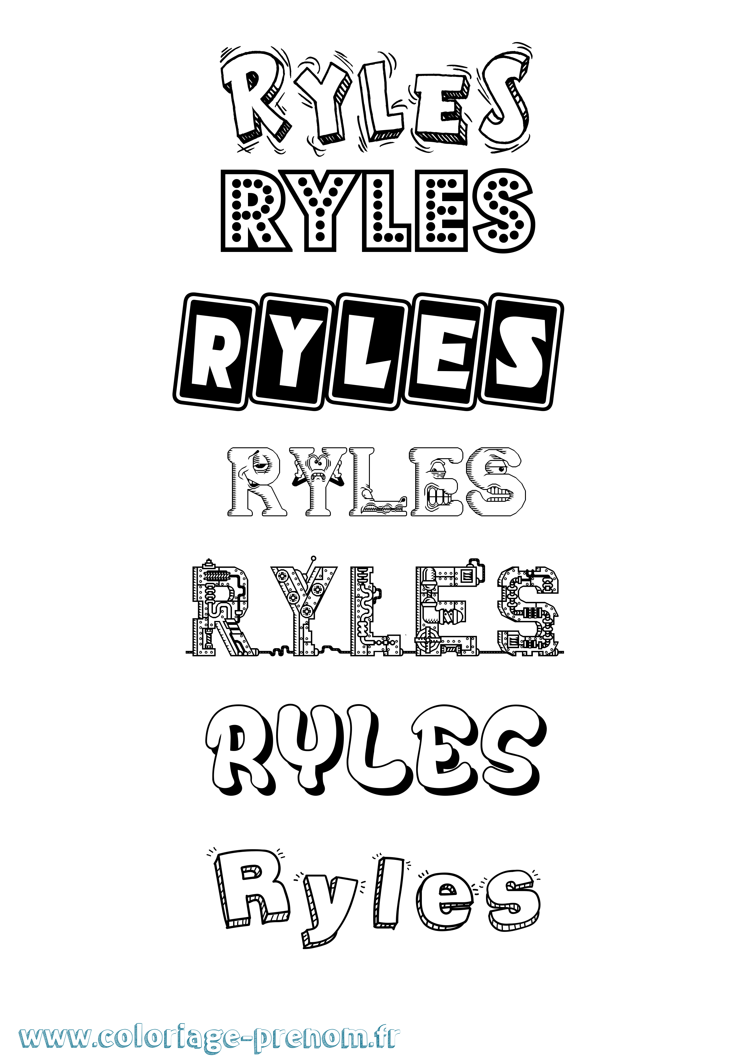 Coloriage Ryles Fun Coloriage prénom Ryles Fun