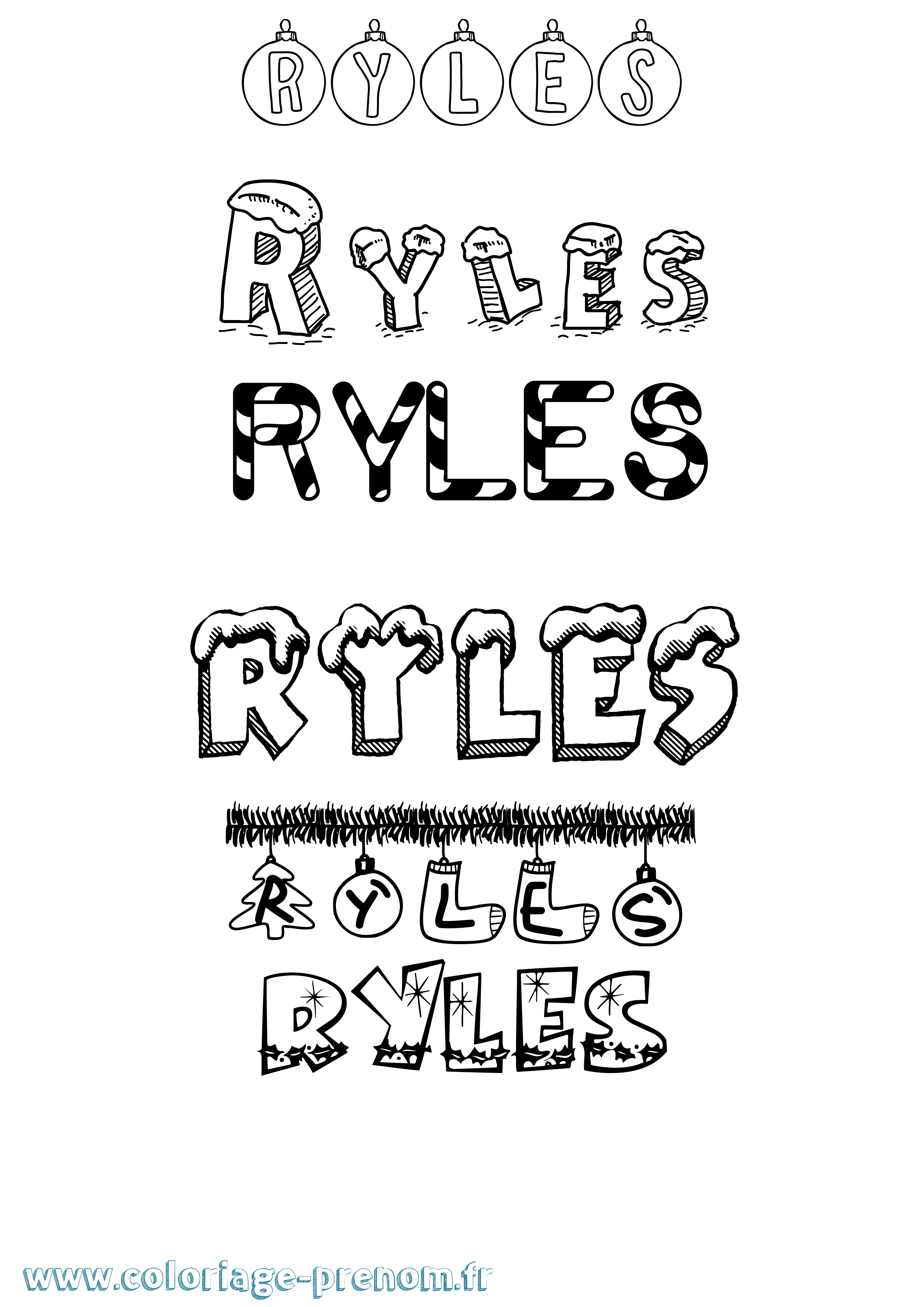 Coloriage Ryles Noël Coloriage prénom Ryles Noël